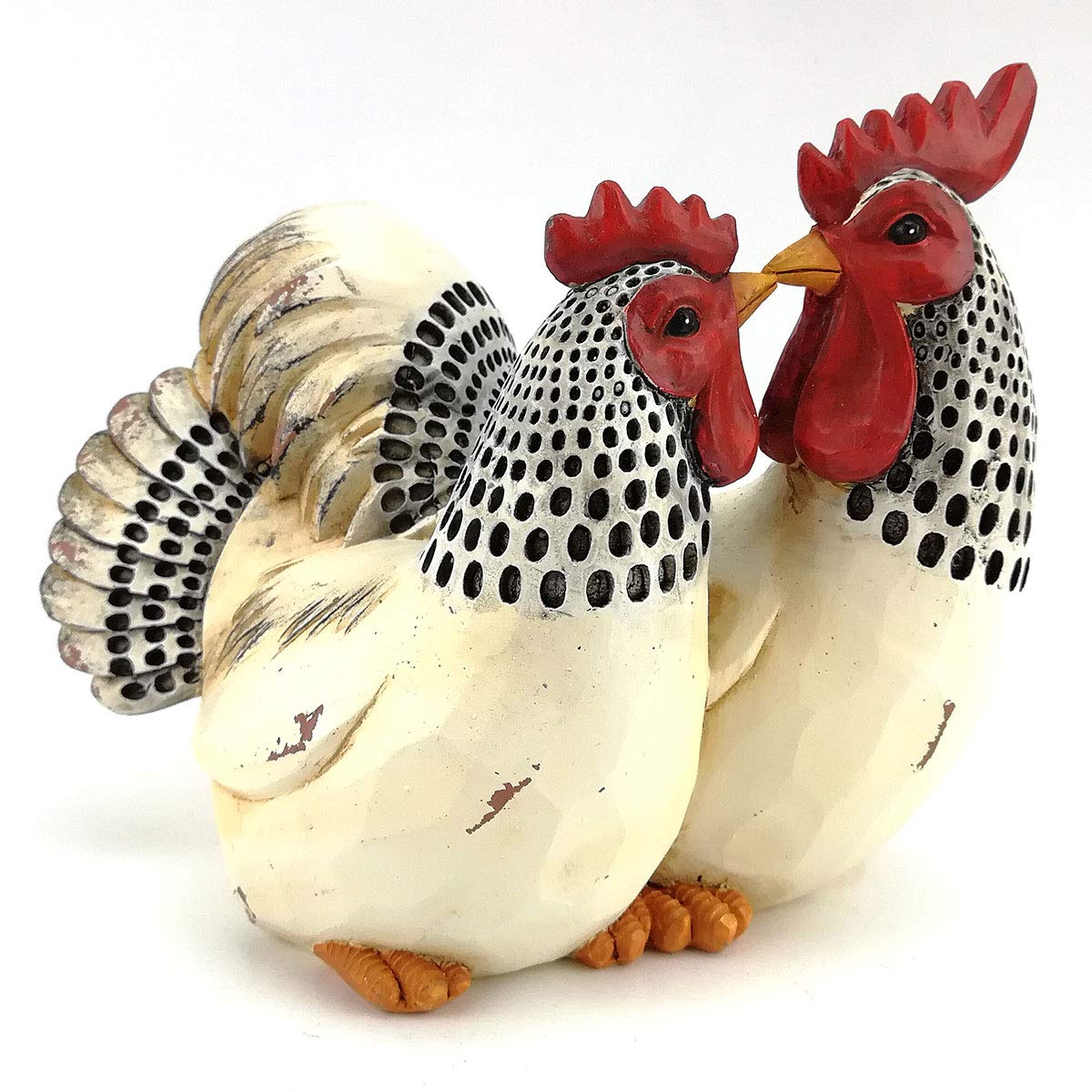 Couple de coqs et poules en résine pour décorer votre jardin champêtre