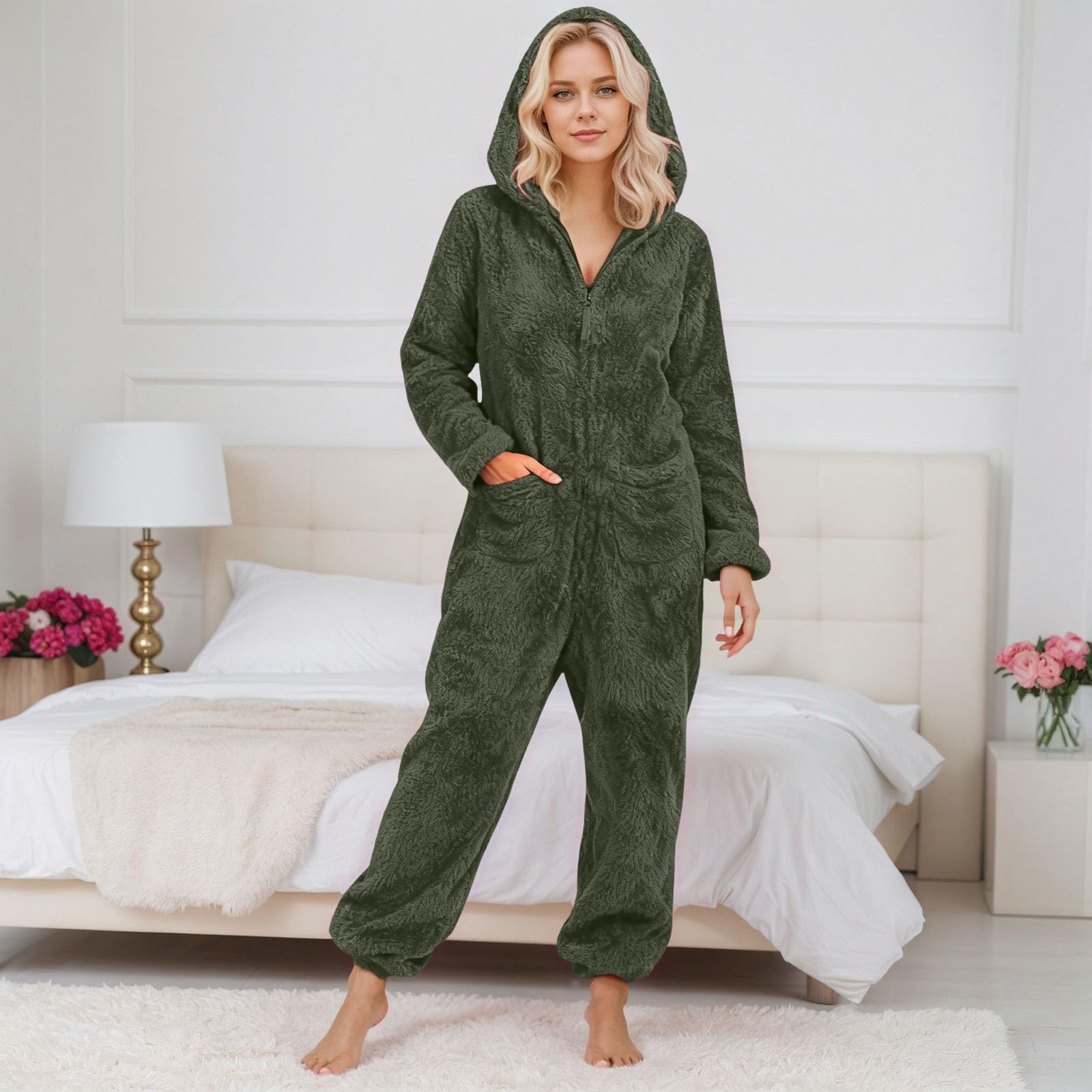 Enterizo de Invierno para Mujer, con Capucha y Forro Polar Suave.