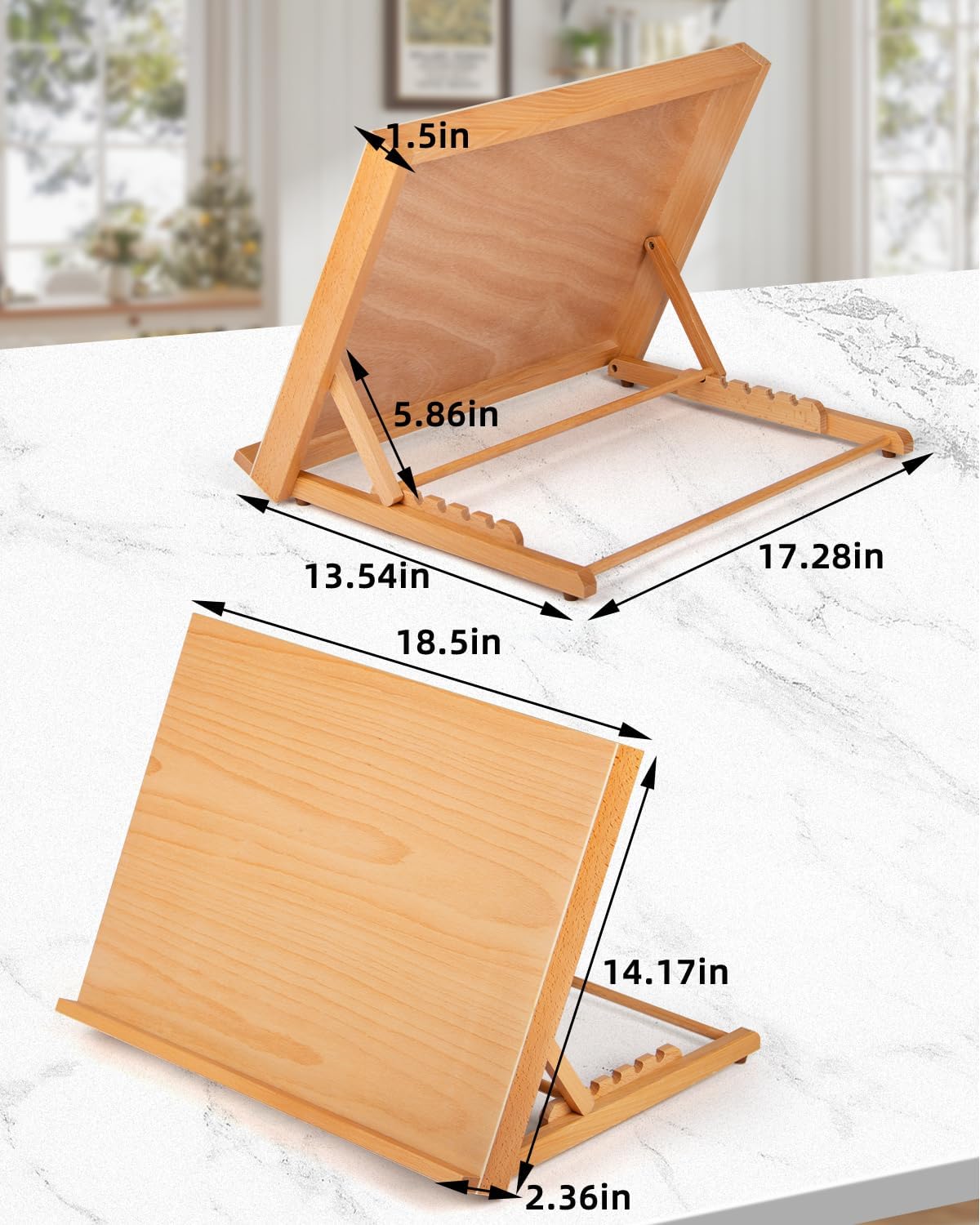 5-Position Tabletop Easel, Adjustable Angle Drafting Table Easel Drawing and Sketching Board, 18 1/2 Inches by 14 1/8 Inches