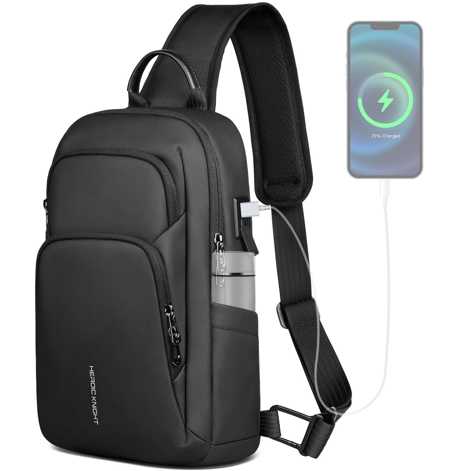 hk Borsa a tracolla da uomo con porta di ricarica USB