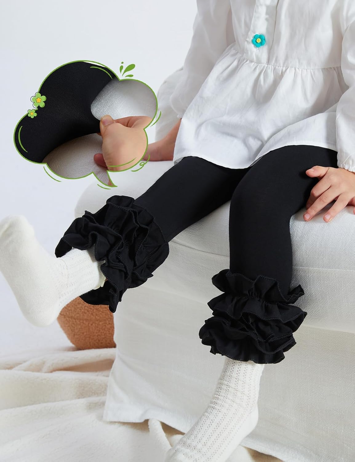 DIPUG Toddler and Baby Girls Leggings Ruffle Pants Little Kids Legging 6M-6T - Image 3