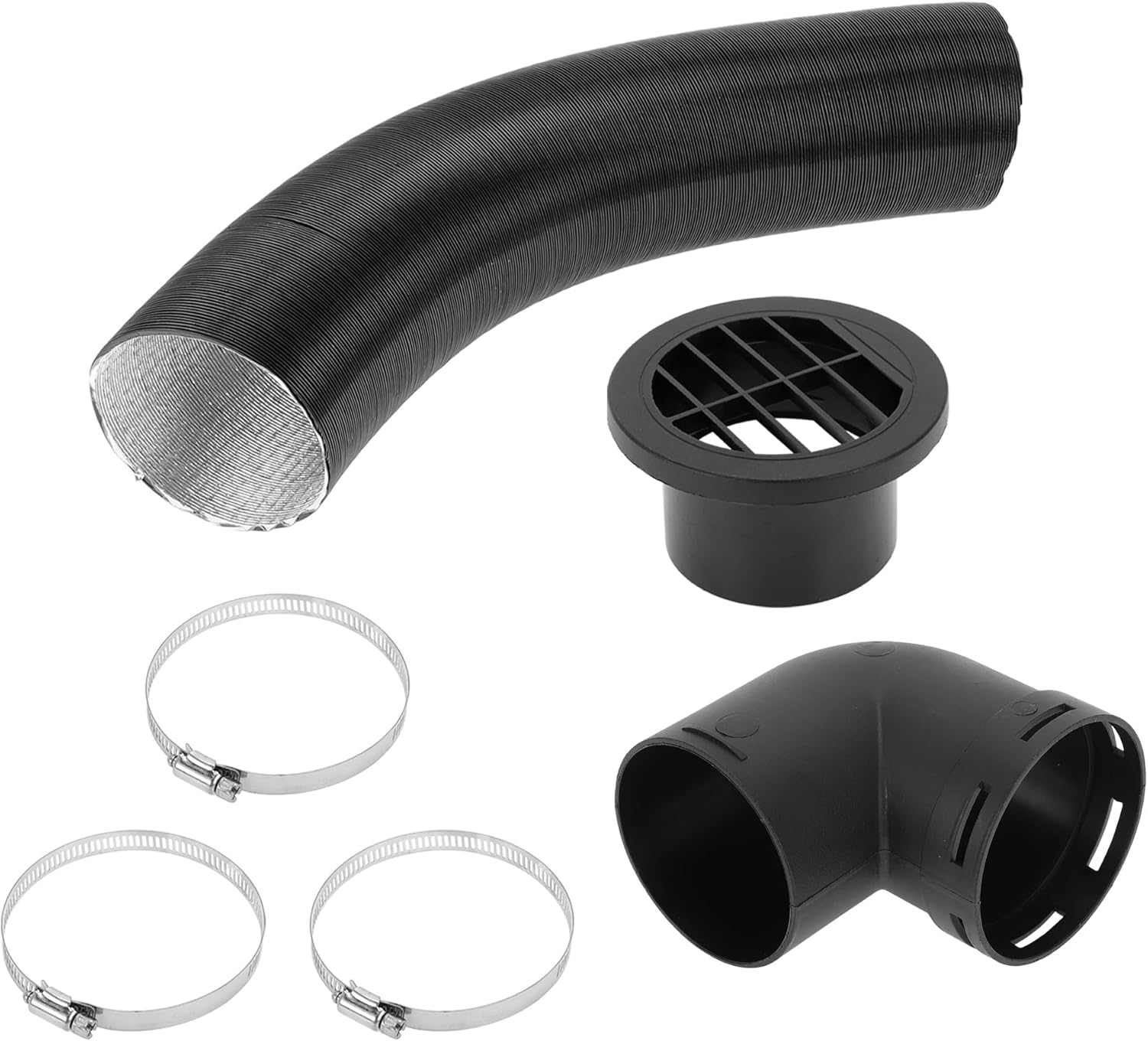 Car Truck RV Bus Van Boat Car Heater Duct Kit Car Heater Duct Pipe Hose Set with 3Pcs Clamp 75mm ID 80cm Max l