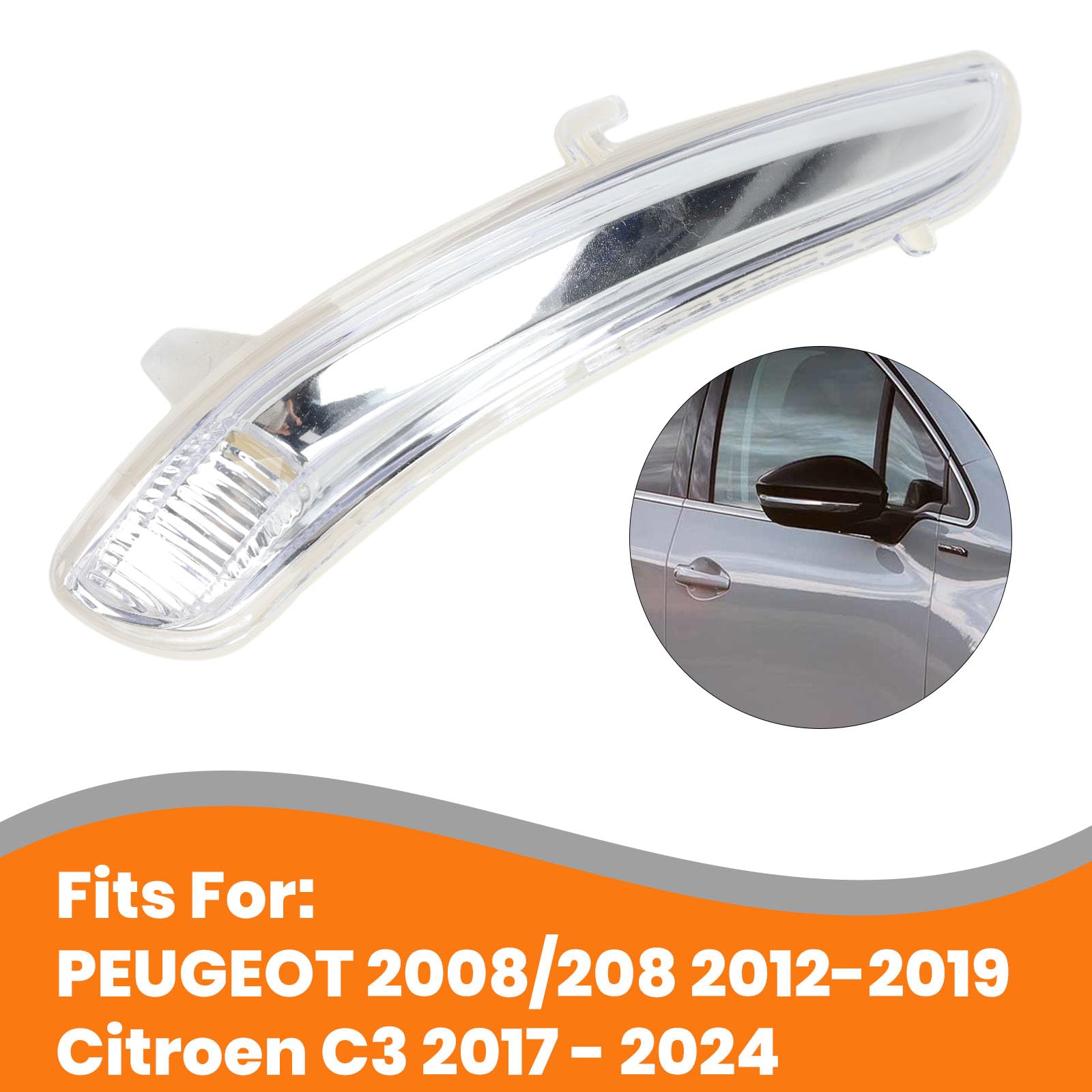 Copertura per specchietto laterale, indicatore di direzione, adatto per Peugeot 2008/208 2012-2019 per Citroen C3 2017-2024 (lato destro)