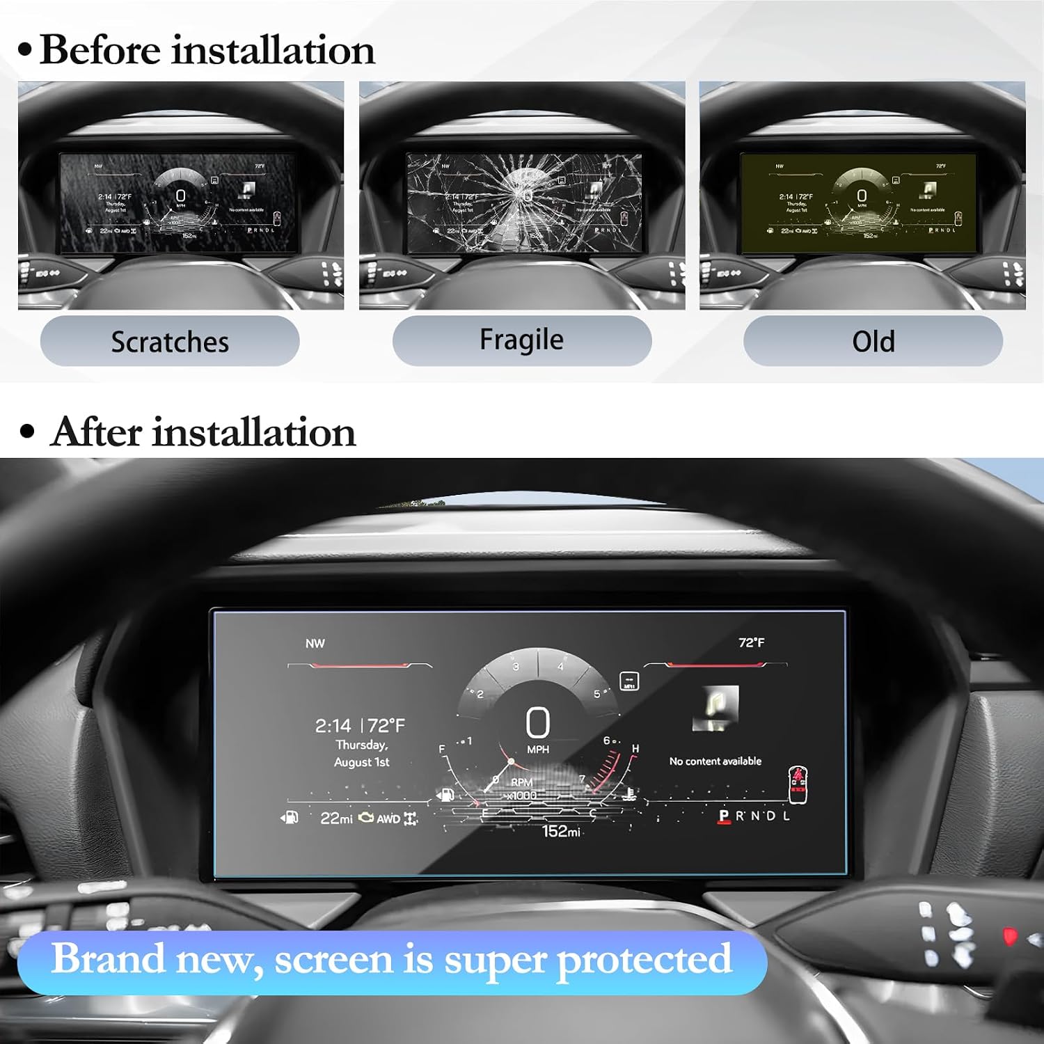 SKTU for 2025 2026 2027 GMC Terrain Screen Protector 11 Inch for 2025+ GMC Terrain (Elevation/AT4/Denali) 11-Inch Digital Gauge Cluster Screen [Ultra Clear, Anti Glare&Scratch, 9H] GMC Terrain 2025 2026 2027 Accessories Tempered Glass