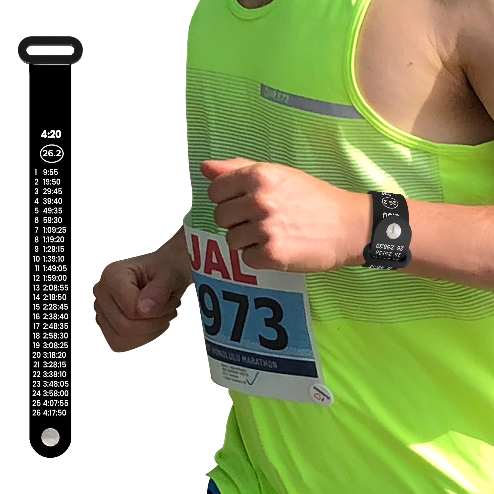 BibBoards Marathon Pace Band - Your Personal Pace Coach for Races & Training to Crush Goals - Waterproof, Lightweight Race Pace Band - Running