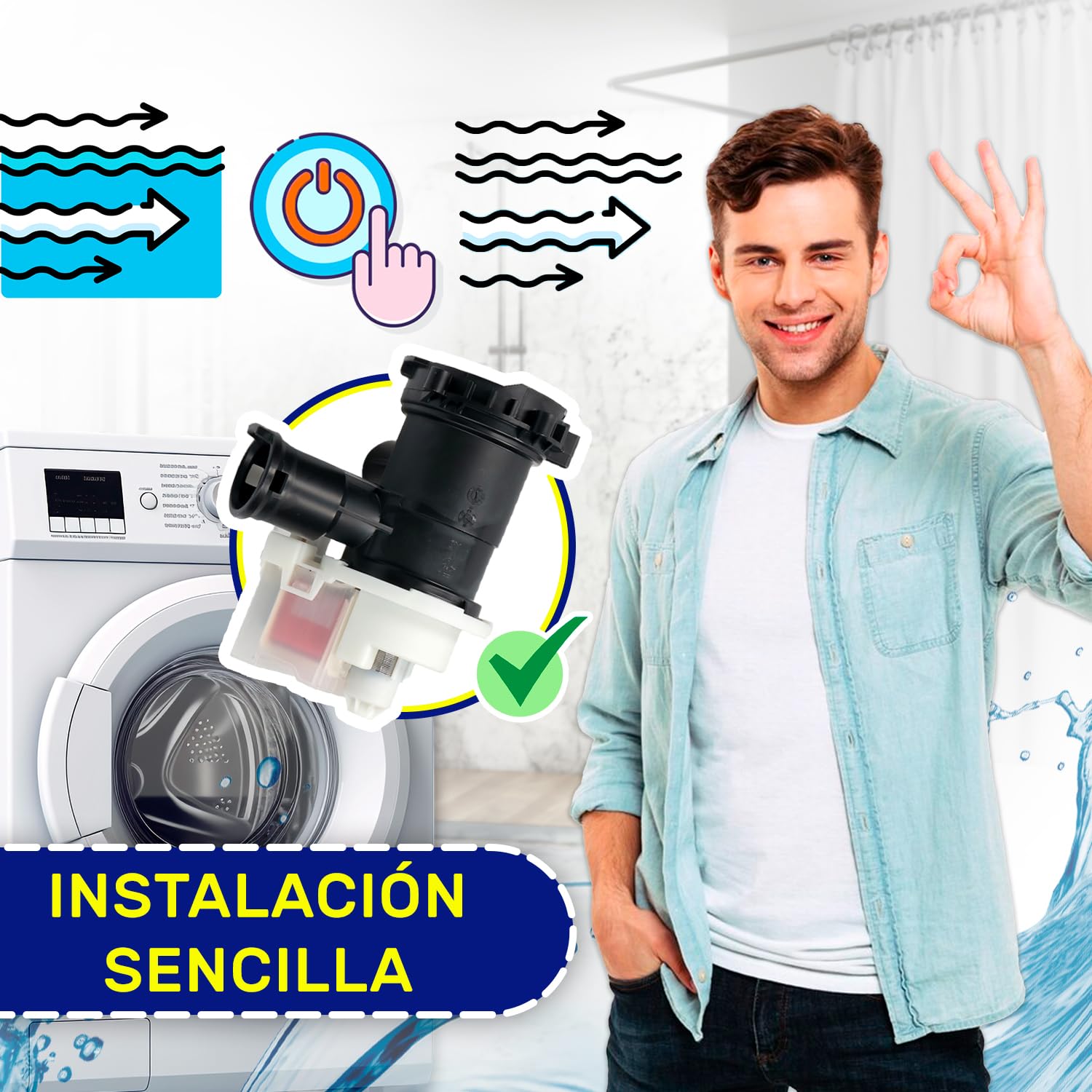 Bomba de Desagüe para Lavadora 30W 0,2A 00146083 para Bosch para Siemens