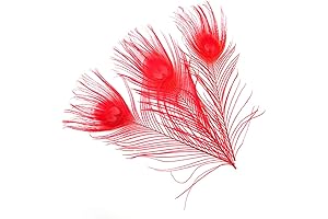 Shekyeon 10-12" Red Peacock Feathers for Table Decoration