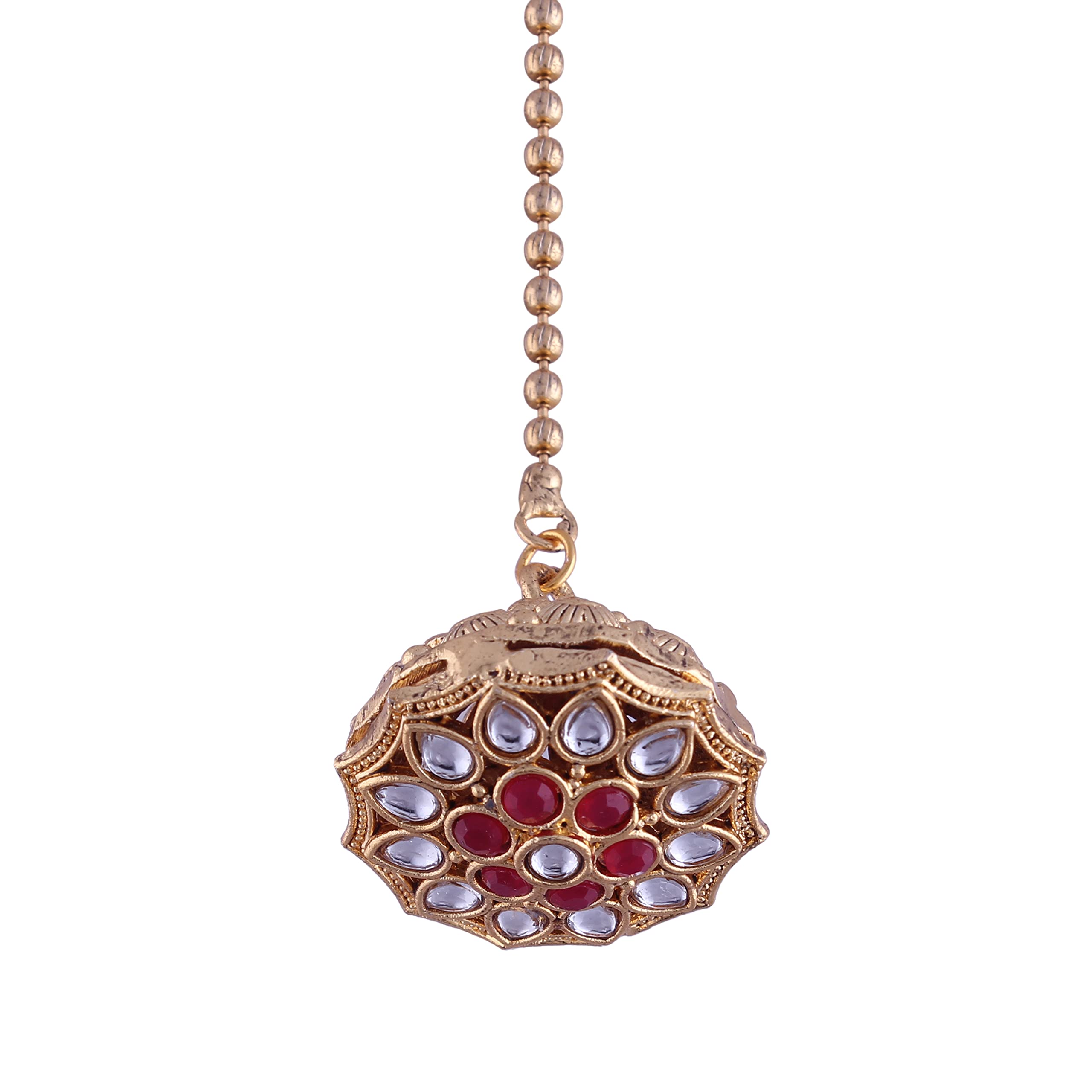 I Jewels 18k Gold Plated Rajasthani/Rajputi Kundan Pearl Studded Borla Maang Tikka for Women (T2075W) (B09TKTGF1M) Amazon Price History, Amazon Price Tracker