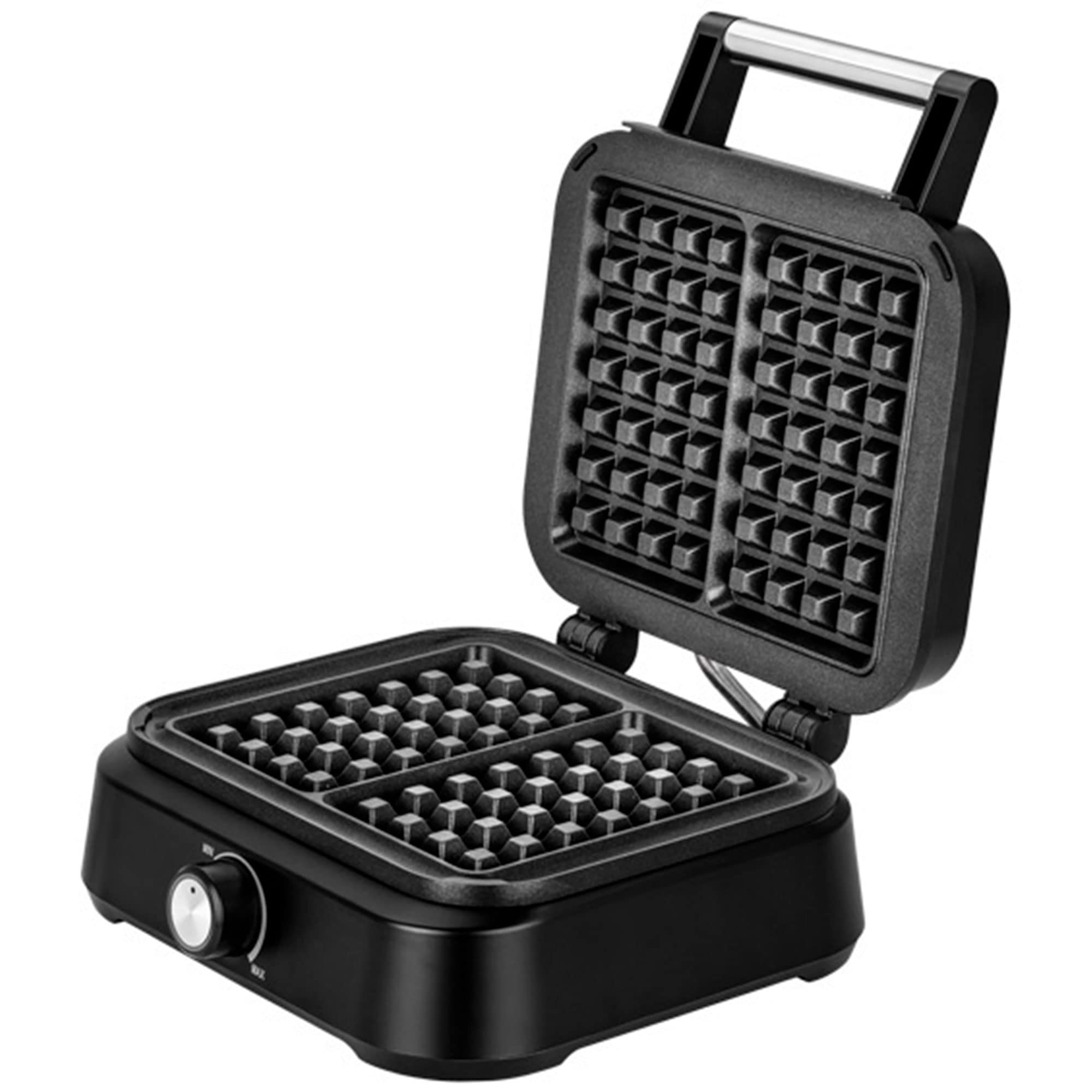 MPM MGO-40 Gofrera Profesional para 2 Gofres Belgas Gruesos, Placas Antiadherentes, Regulador de Temperatura, 1500W, Negro