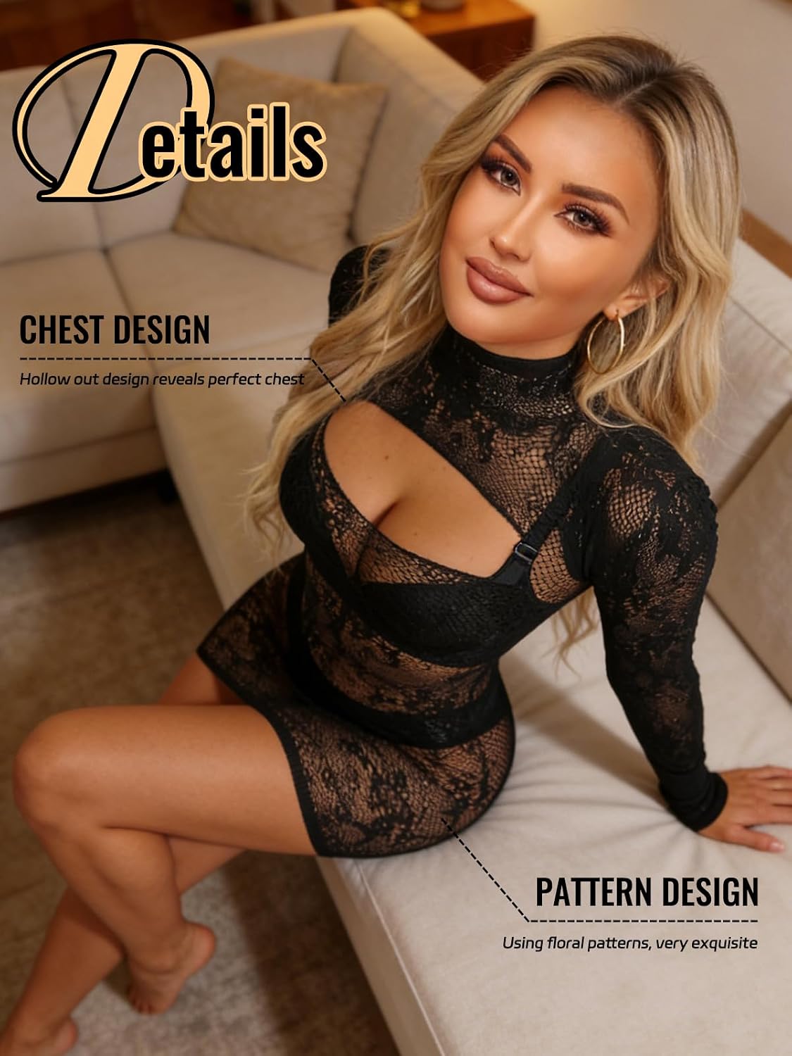 Buitifo Woman Sexy Lingerie Dress Fishnet Bodycon Mini Dresses Stripper Outfit Mesh Chemise Babydoll