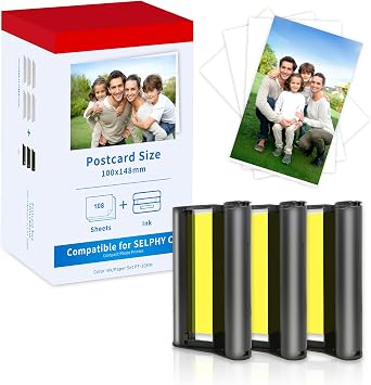 Replace For Canon Selphy CP1500 Photo Paper Cartridge KP-108IN 3115B001AA 4 x 6 inches, Compatible with Canon Selphy CP 1500 CP 1300 Paper and Ink 3 Ink Cartridges with 108 Papers