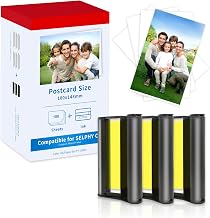 Replace for Canon Selphy CP1500 CP1300 Photo Paper KP-108IN 3115B001(AA) Cartridge and Paper, Compatible Selphy CP1500 CP1300 CP1200 CP910, 3 Ink Cartridge with 108 Papers (100 x 148 mm)