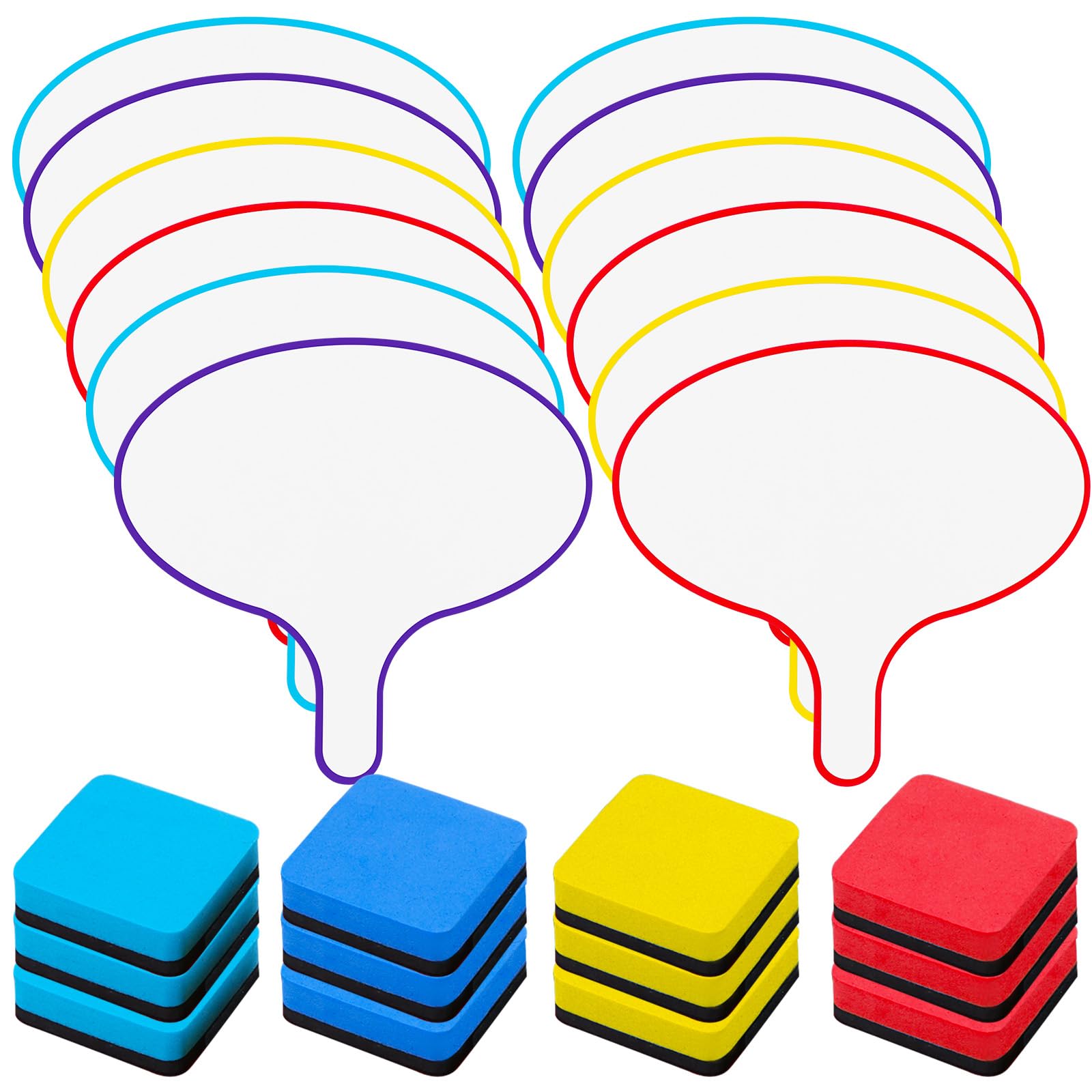 12 Pack Dry Erase Answer Paddles Colorful Handheld Double Sided Paddles