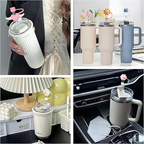 Miniatura 6 de Taoulimi - Paquete de 8 fundas para popotes Stanley, tapas de pajilla, compatibles con Stanley Cup, antipolvo, puntas de popote para beber,