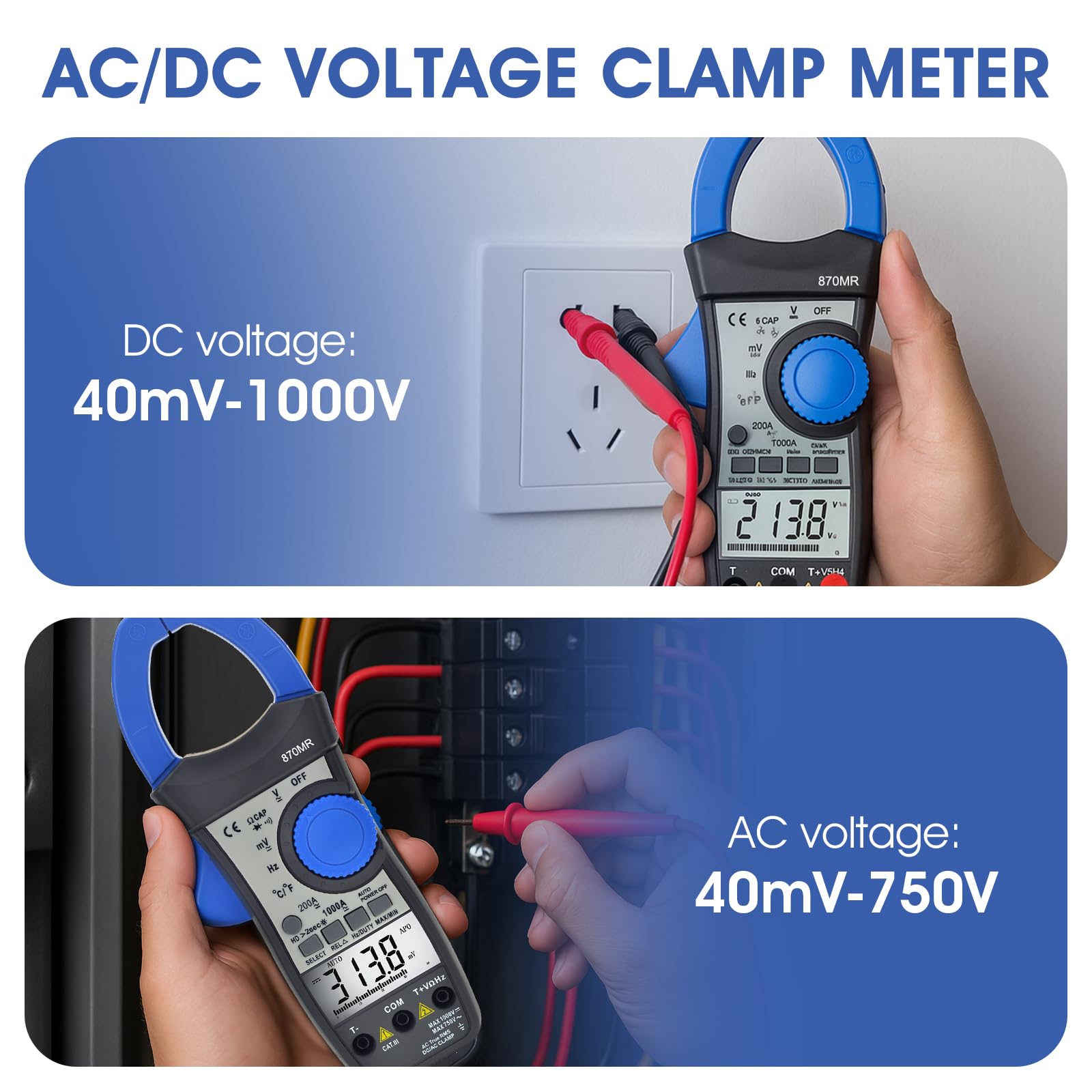 Digital Clamp Meter, 4000 Counts Multimeter with AC/DC Current Voltage,1000A 750V Auto-Ranging Circuit Voltage Testers - Image 4
