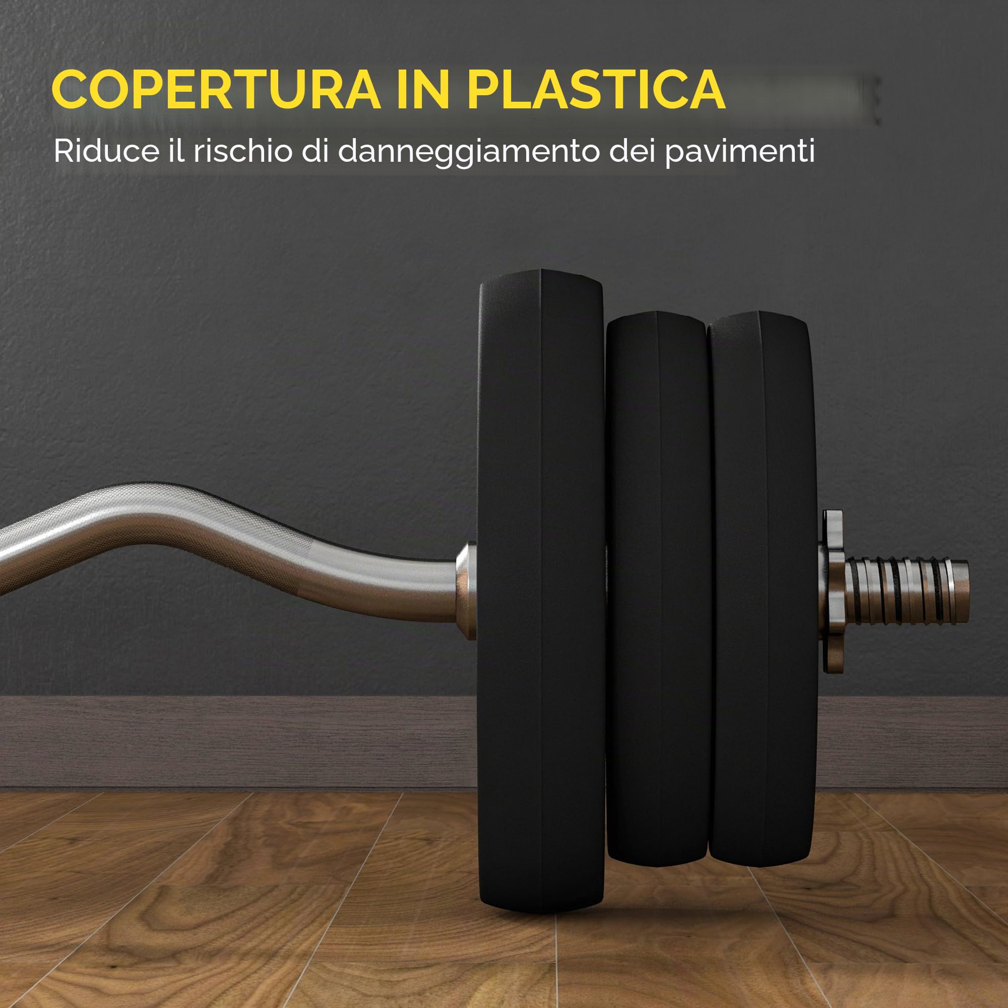SPORTNOW Set di manubri da 25 kg, bilanciere con dischi di peso da 5 kg e 2,5 kg, barra lunga, con impugnatura antiscivolo, esercizi di fitness a casa e palestra, nero