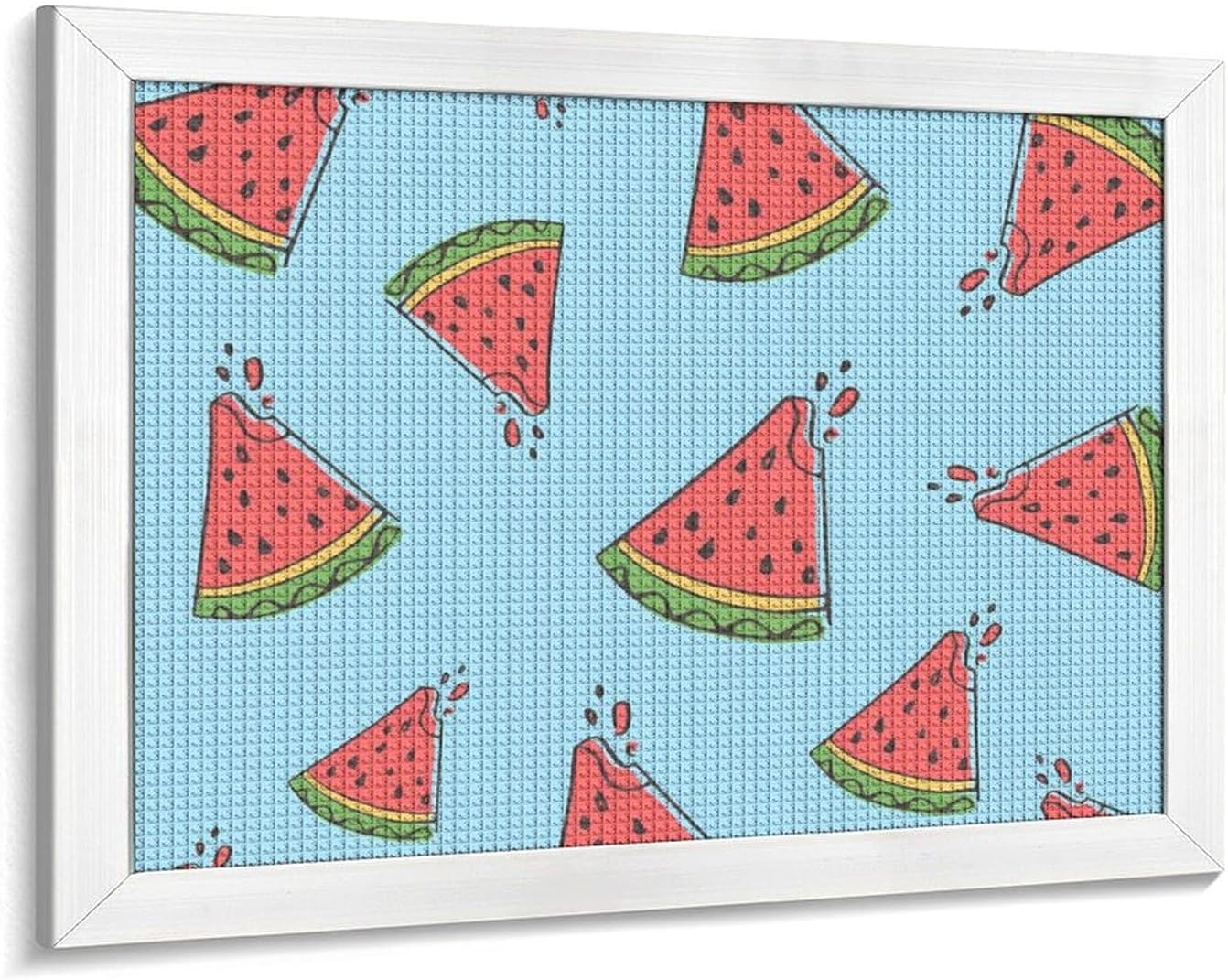 Watermelon Pieces Printed Diamond 5D Painting Kits DIY Full Drill Crafts for Home Wall Decor 16x20 Inch White Wood 50 * 40cm