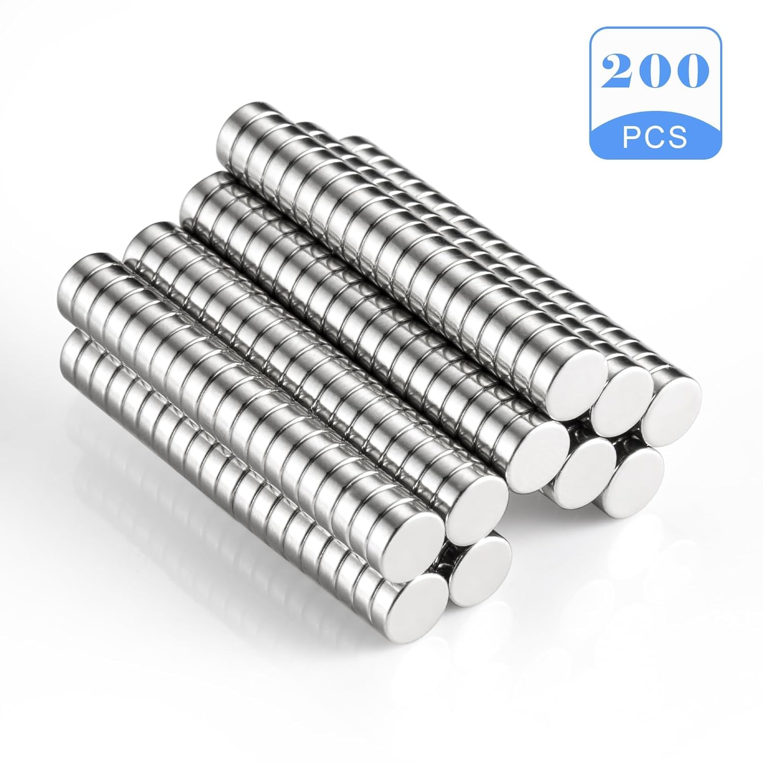 200-Pack N40 Neodymium Magnets, 8x3 mm Industrial Grade Small Strong Disc Magnets with Nickel-Copper-Nickel Coating for Whiteboard, Fridge, Office, Crafts & DIY Projects — Amazon image 2
