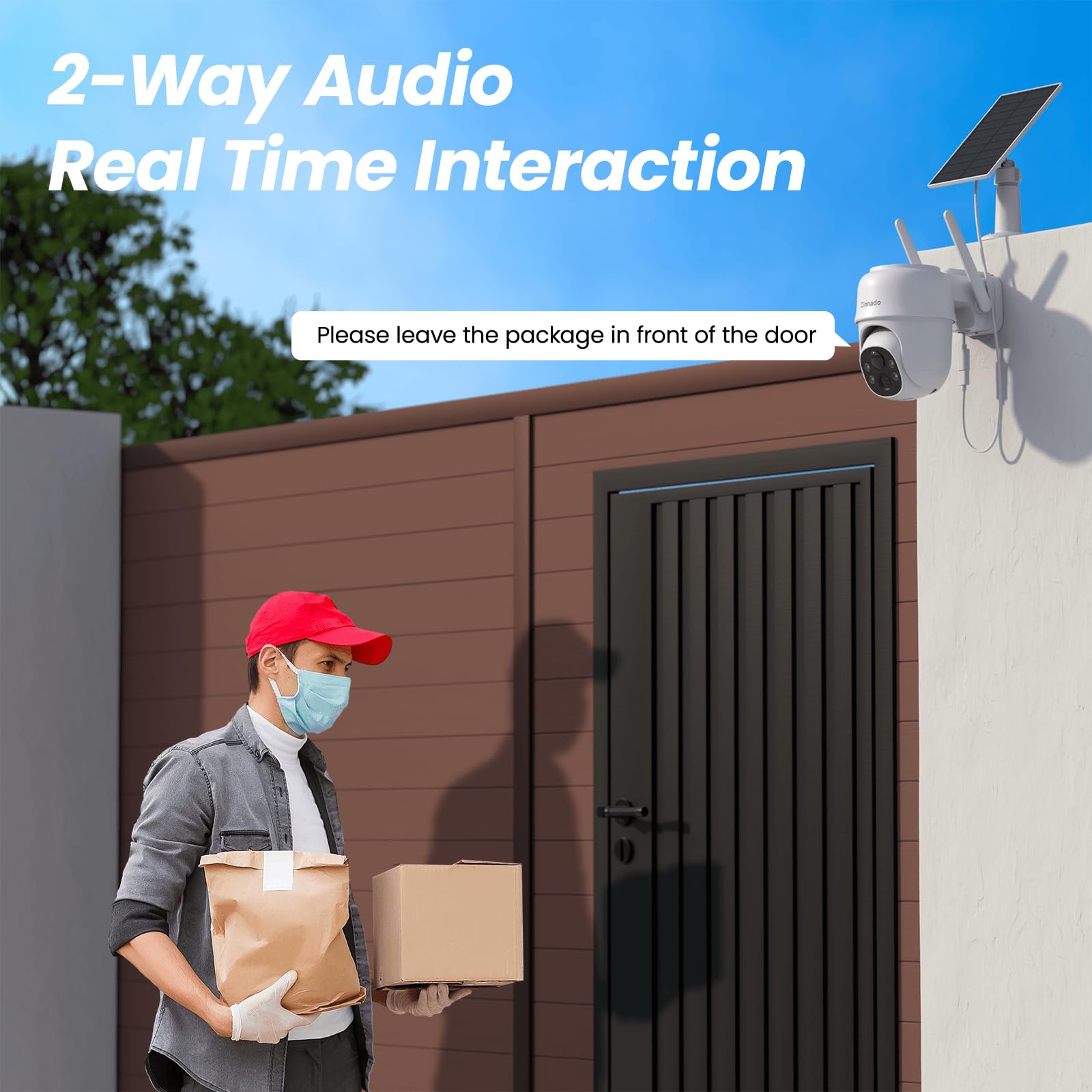Cinnado 2K Camara Vigilancia WiFi Exterior Solar - Camaras Vigilancia Domicilio WiFi 2,4G hz, 360° Cámara Exterior sin Cables con Bateria, PIR Sirena, Visión Nocturna Color, IP65, Blanco