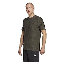 adidas Uomo Train Essentials Stretch Training Tee, Olive Strata/Black/Black