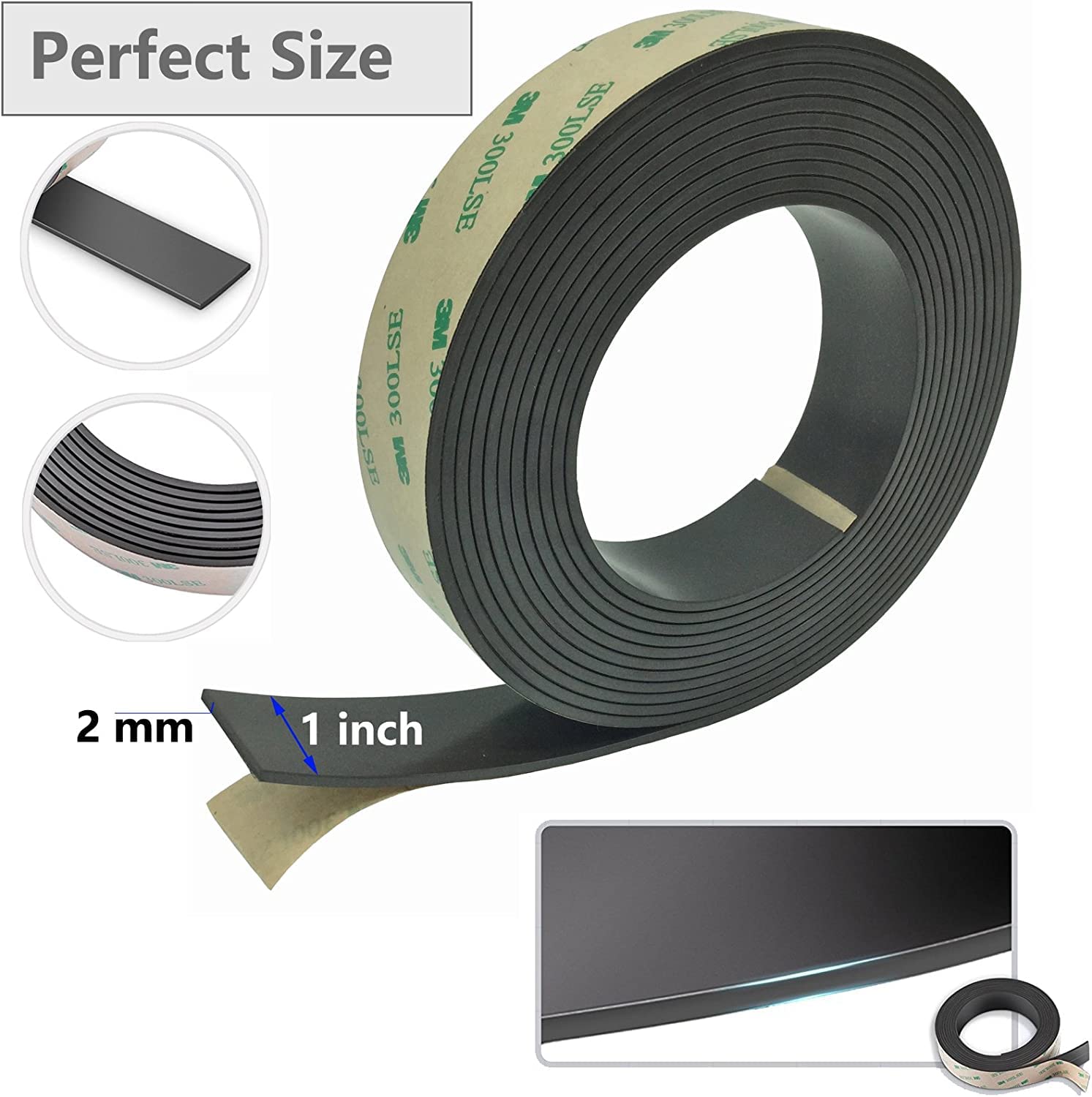 Bande magnétique auto-adhésive, bande magnétique avec adhésif de marque 3M, bandes magnétiques adhésives, rouleau magnétique idéal de 1 pouce x 11 pieds pour les objets métalliques.