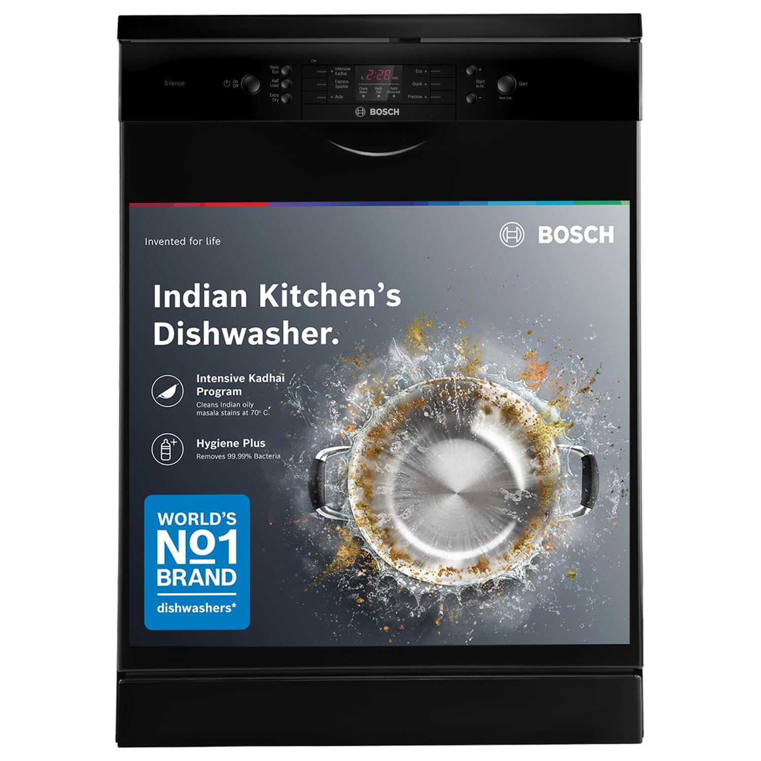 Bosch 13 Place Setting Dishwasher with Intensive Kadhai Program, No Pre-Rinse, 70⁰ Hot water wash, Half Load Option & Extra Cutlery Box - (SMS66GB01I, Black, Glass Protection Technology)-image-27