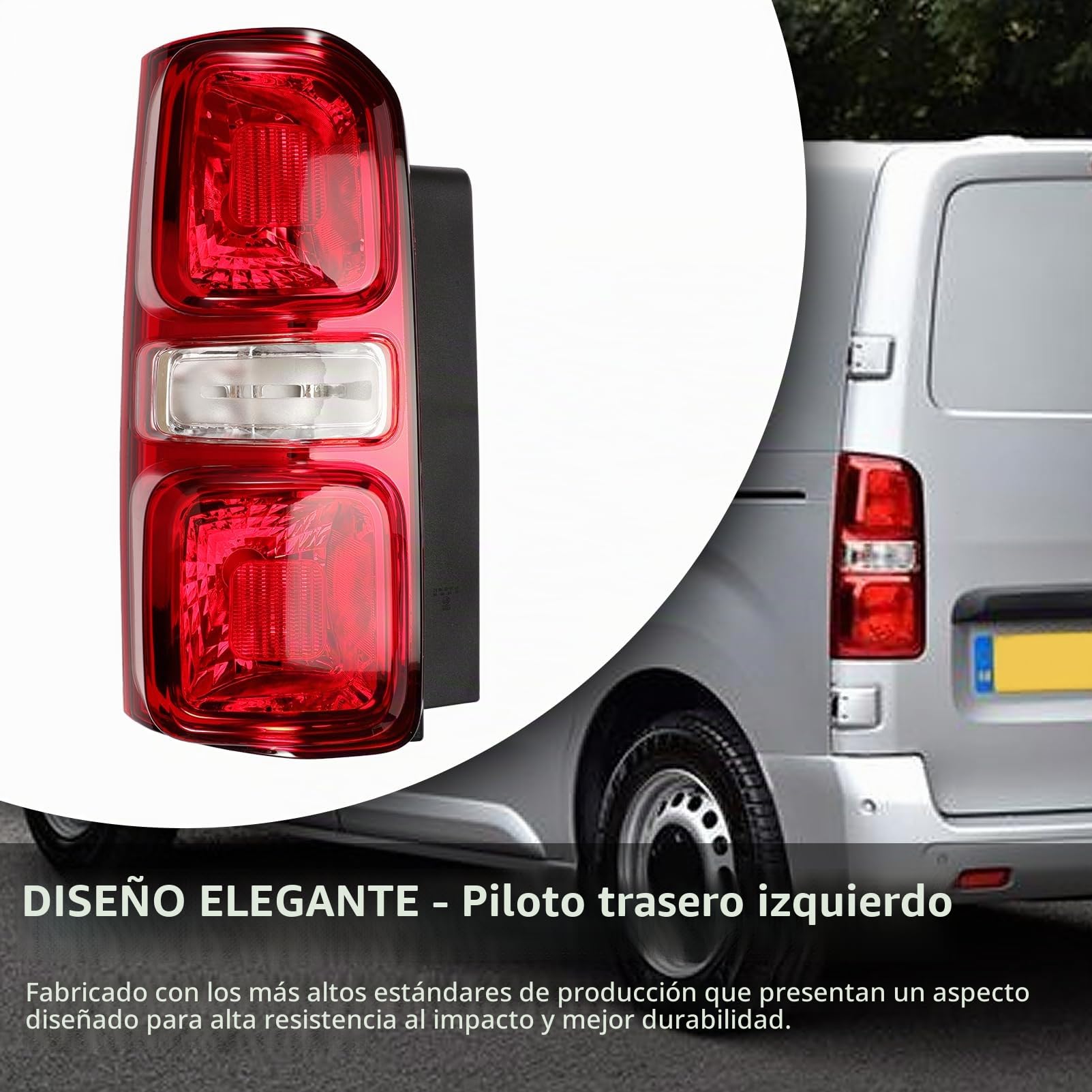 Piloto Trasero Izquierda para Expert Traveller Jumpy 2016+ Vivaro C 2019+ | Faro Trasero Spacetourer Proace 2016+,Zafira Life 2019+ luz freno, luz marcha atrás, intermitente luz posición 9808243180