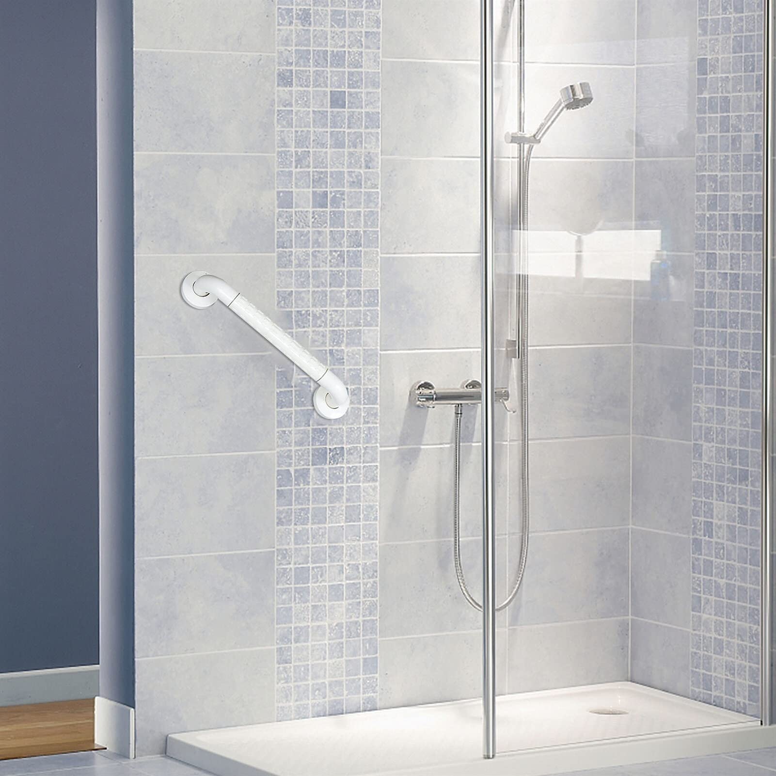 Barra de Agarre Antideslizante de 30 cm para Ducha con Ventosa Resistente, Ideal para el baño, Proporciona Equilibrio y es Antideslizante (Amarilla).