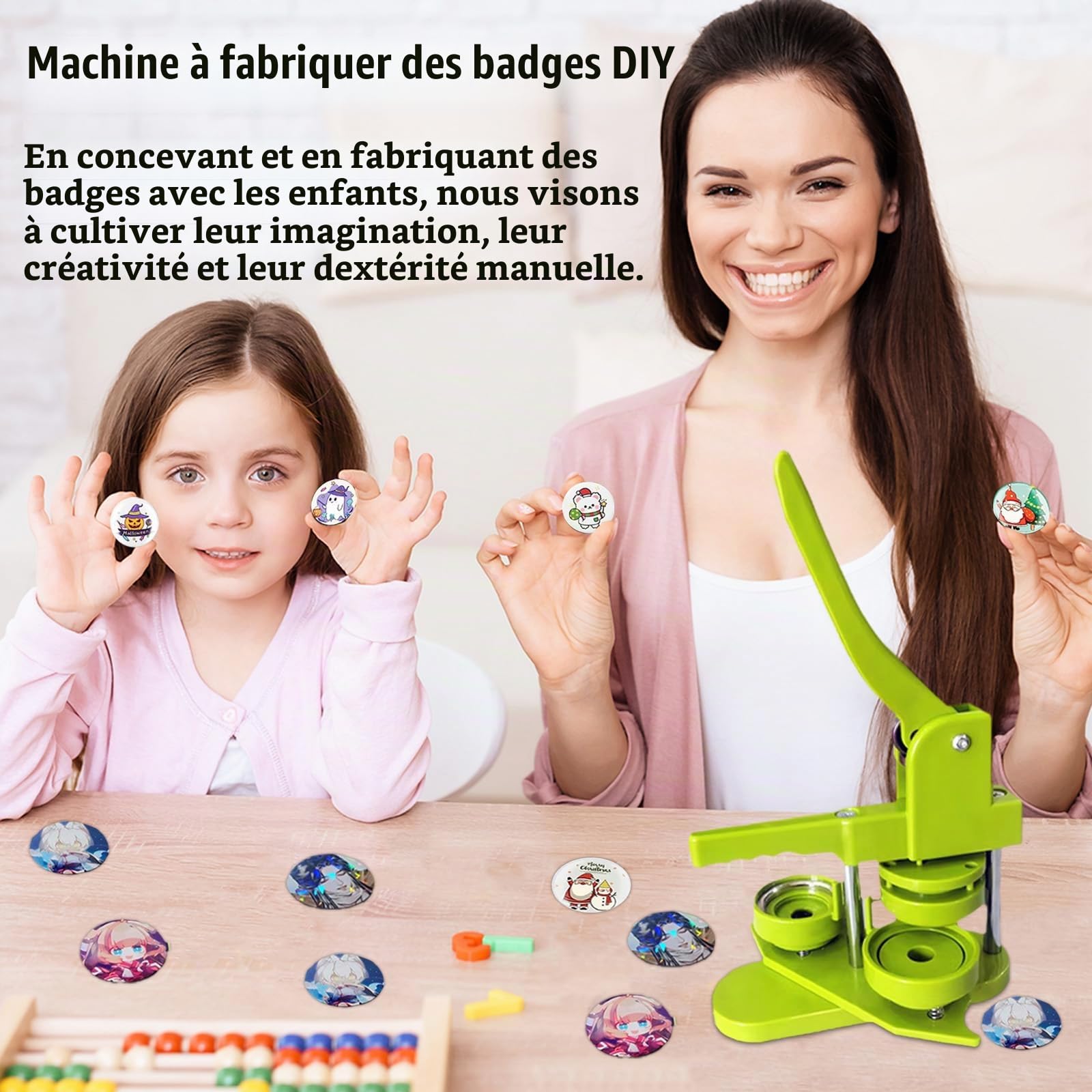 Fabricant De Badges, Mise à Niveau Du Bouton Rotatif Presse Badge Maker DIY Boutons 37 Mm Revers Machine Badge Maker Machine Kit Avec 417 Pièces Bouton Pièces Cercle Cutter Porte-Clés
