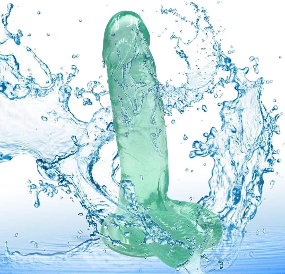 UsmanCR1 Lěsbìàn Stràp ón Funny, Powerful Beginner Huge Soft Rotaing T-Shirt Big Silicone Flexible With Strong Suction Cup Green PVC| Long：7.48inch，diameter：1.57inch