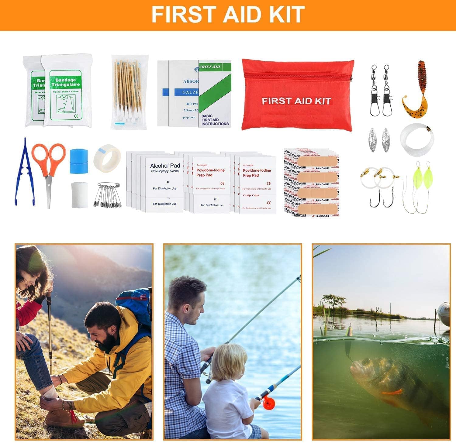 Gear and Equipment,100 Pcs Survival Kit First Aid Kit for Car,Gifts for Men Women Emergency Camping Trauma Kit Bag Tactical Knife Molle Pouch