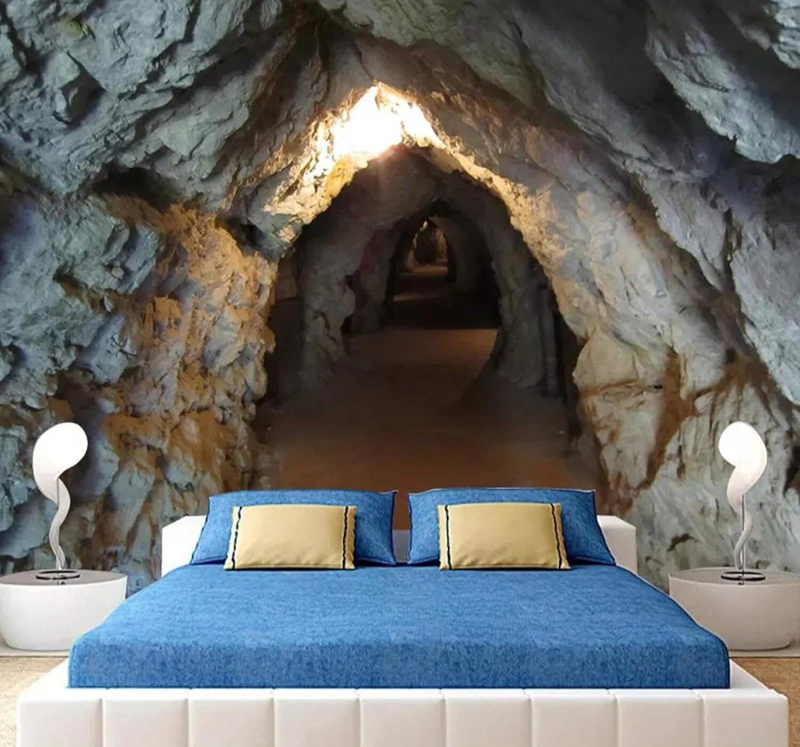 Xlming 400Cm×280Cm(B×H) Retro Primitive Cave Tunnel Stone Wall Sense Of Space 3D Wallpaper Luxury Home Dining Decor Paste Sofa Living Room The Wall For Bedroom Mural-400Cm×280Cm