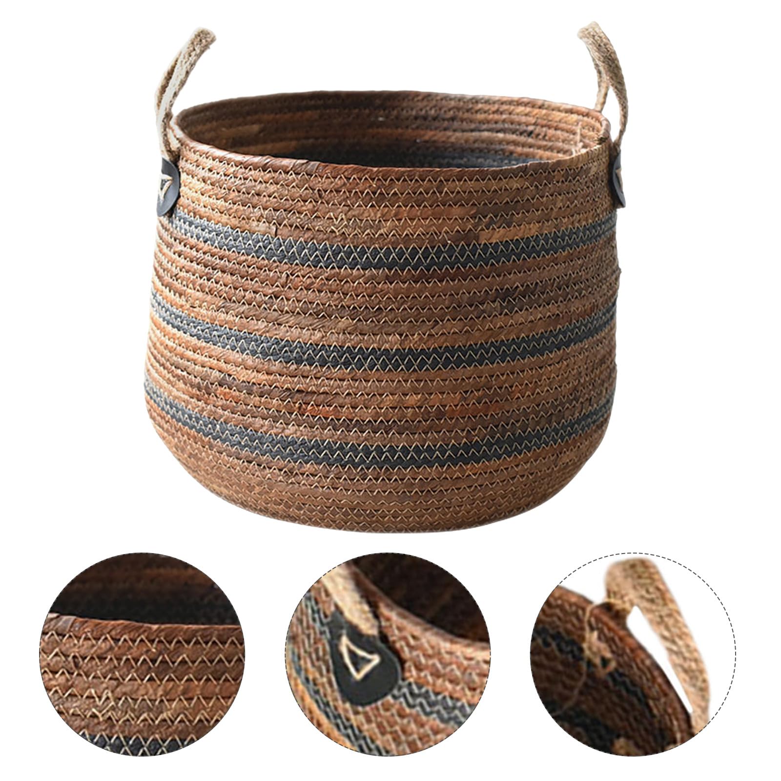 Cesto Portabiancheria Intrecciato in Paglia 29x21, 1 Pezzo | Capienza Ampia, per Riporre e Ordinare Oggetti, Stile Nordico Semplice e Rustico
