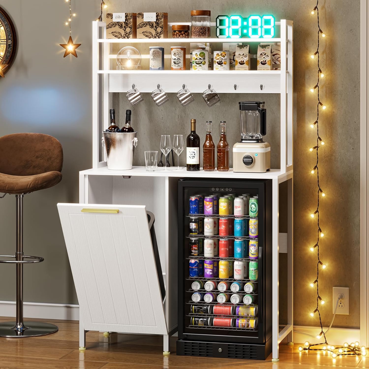 Support Pour Mini-réfrigérateur Avec Rangement à Vin - Herture Hb04Bxb - Noir