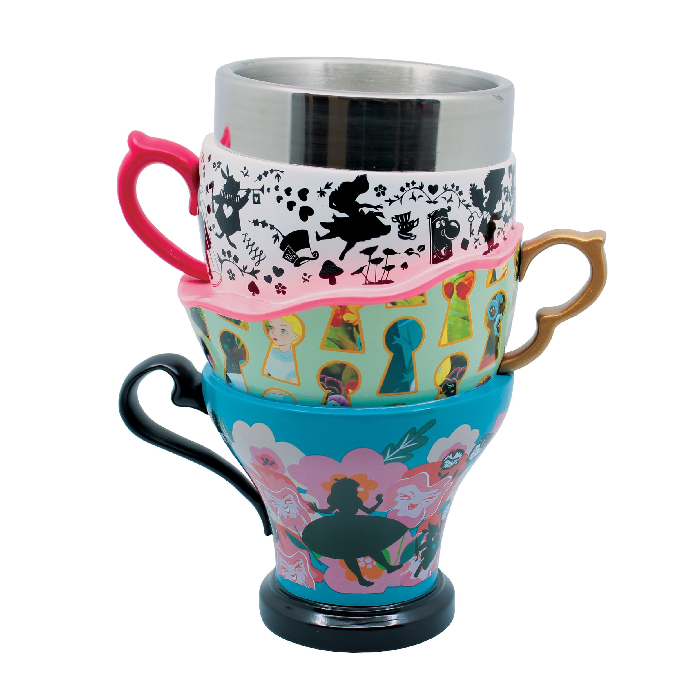 Enesco Disney Showcase - Tazza da tè impilata, motivo: Alice nel paese delle meraviglie, 18 cm, multicolore