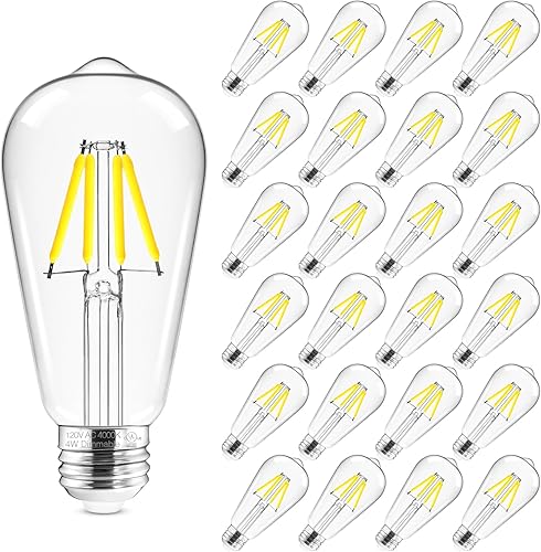 Miniatura 21 de Hizashi - Bombillas LED Edison de estilo vintage regulables, 4W equivalente a 40W, 5000K luz diurna, bombillas LED con base E26, 450LM, alta