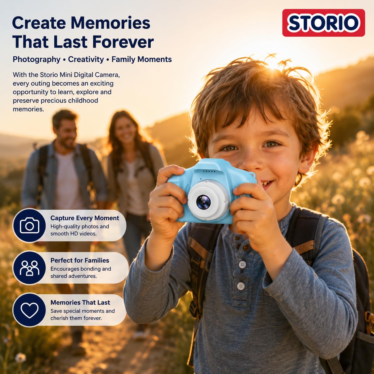 Storio Rechargeable Kids Camera Toy 3.0MP - Blue | 1080P Video Camera with 2-Inch Screen Supports 32GB with Games,Filters,Time-Lapse Educational Birthday Gift for Boys & Girls Age 3–12 — Amazon image 6