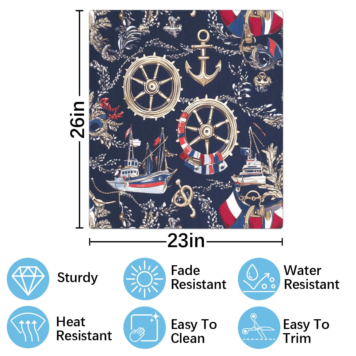 Mexpekil Adesivo decorativo per lavastoviglie con bussola nautica per barca, 53 x 66 cm, adesivo decorativo per lavastoviglie per porta d'ingresso, impermeabile, pannello magnetico per