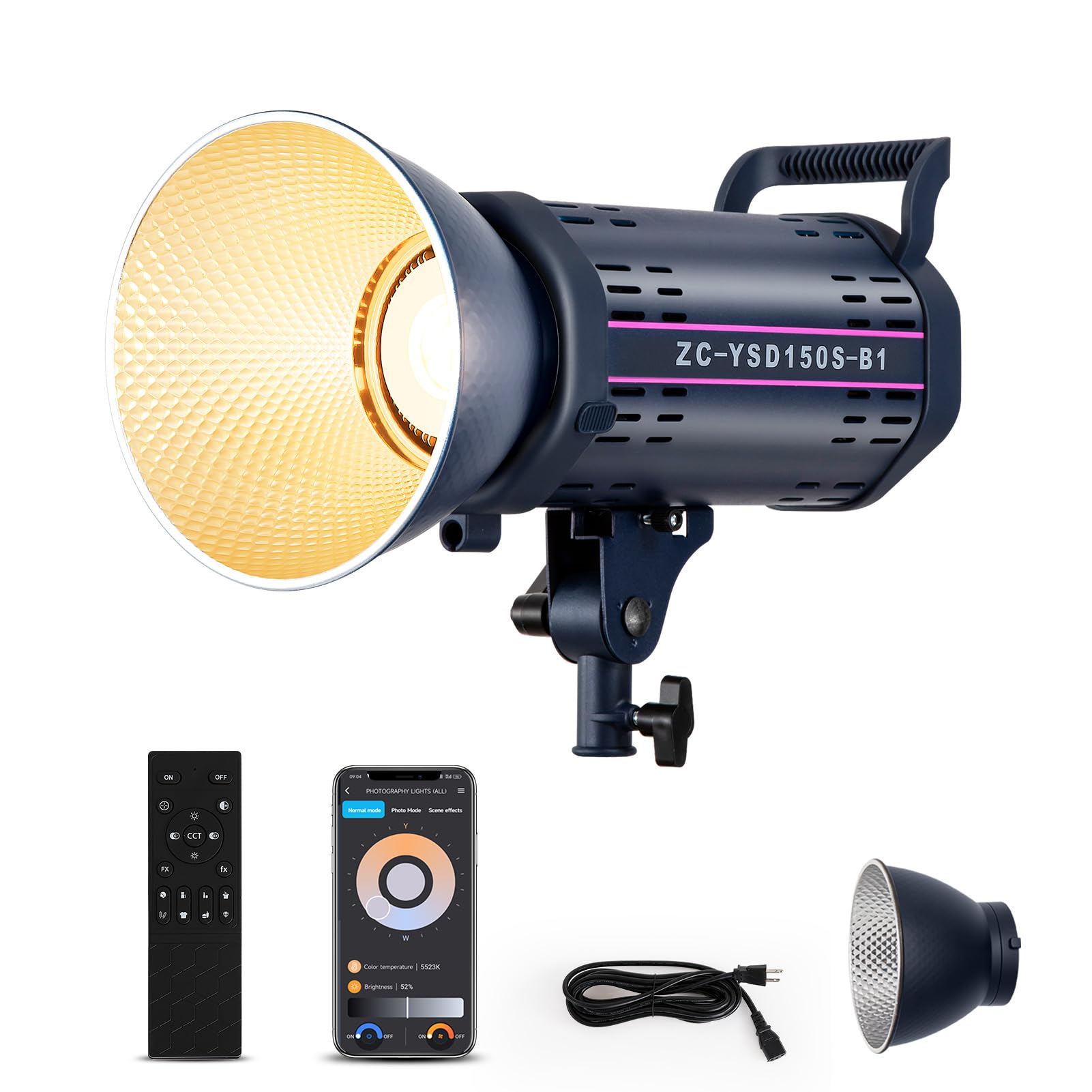 Luce video 150W LED con 2.4G & APP Control COB Bi Colore 2700K-6500K, ≥13000LM, CRI≥97, luce dello studio con illuminazione del suport di doppio potere per la fotografia, studio e video