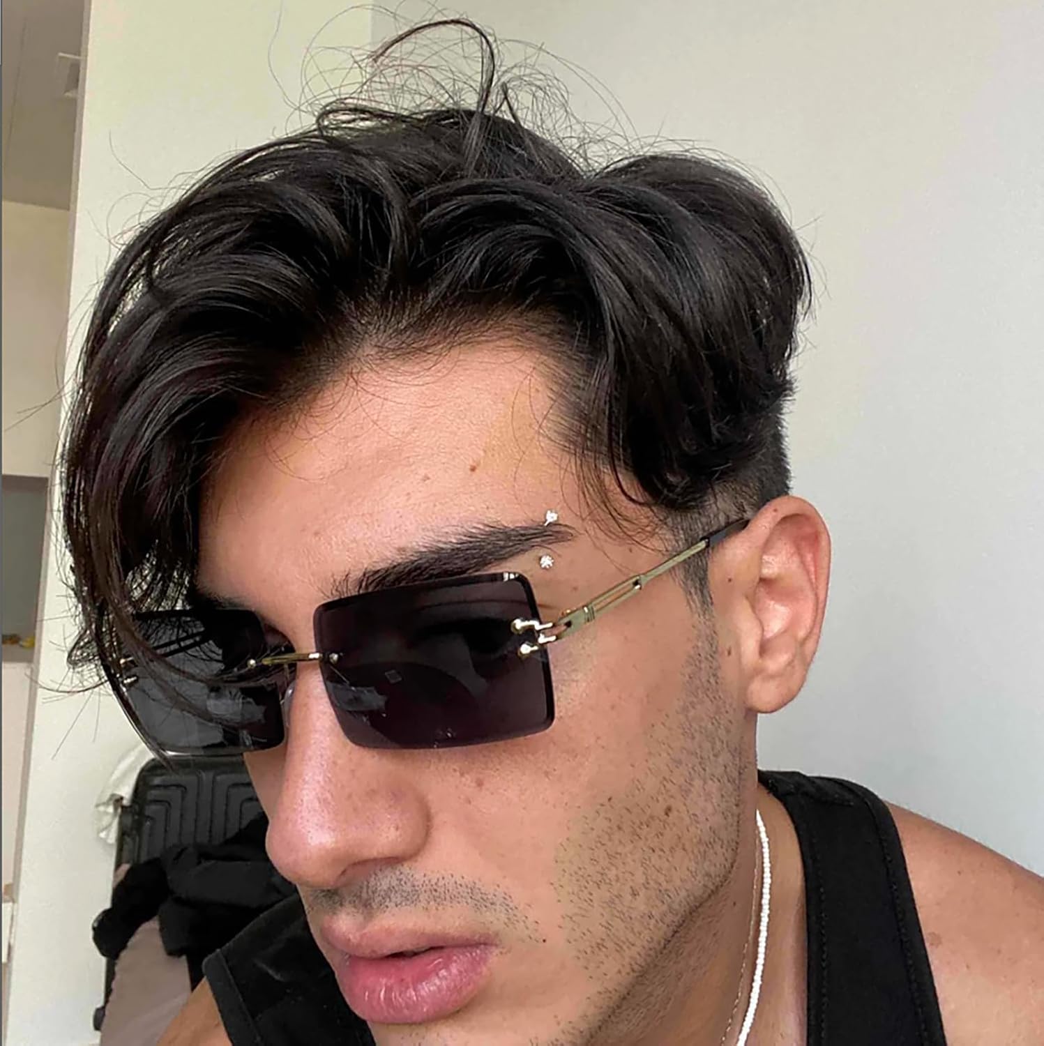 Rectangle Sunglasses for Women Men Fashion Retro Rimless Frameless Tinted Lens Sun Glasses Shades 2025 Stylish - Image 2