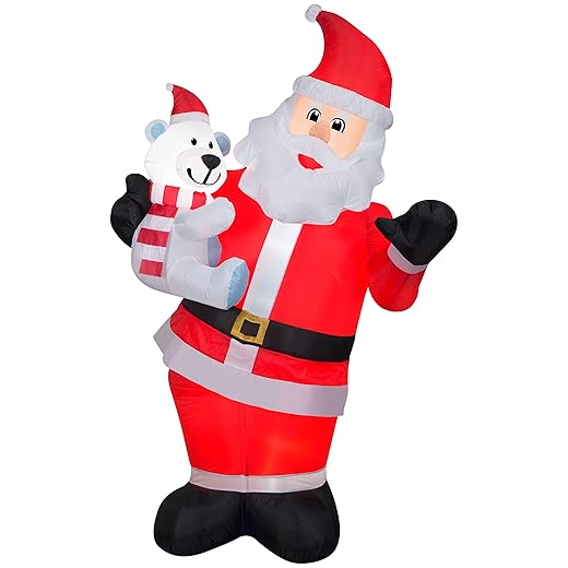 Gemmy Animated Christmas Airblown Inflatable Swaying Santa w/Polar Bear, 6 ft Tall, Multi