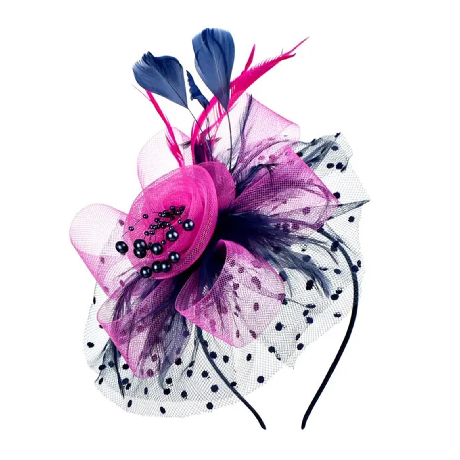 UALXPAO Wedding Hats Vintage Women Feather Flower Fascinator Hat Ladies Hair Accessories Wedding Party Floral Mesh Veil Headband Hairpin for Tea Party,Weddings(Color5)