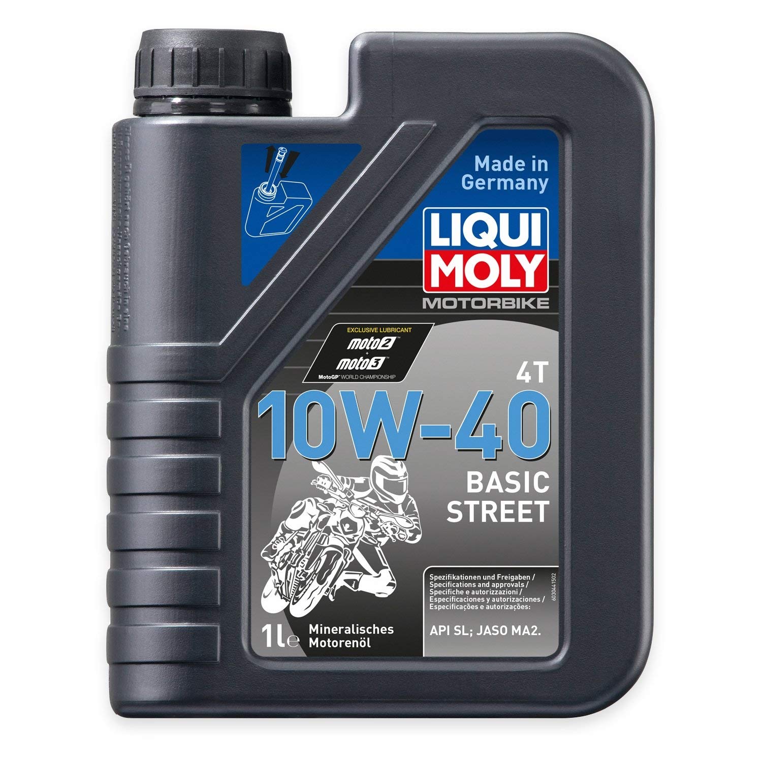 8x LIQUI MOLY 3044 Motorbike 4T Basic Street Motoröl Engine Oil 10W-40 1L