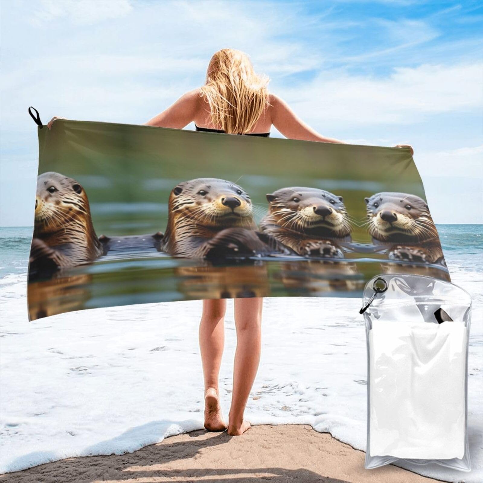 Toalla de playa de secado rápido portátil para natación y regalo viajero