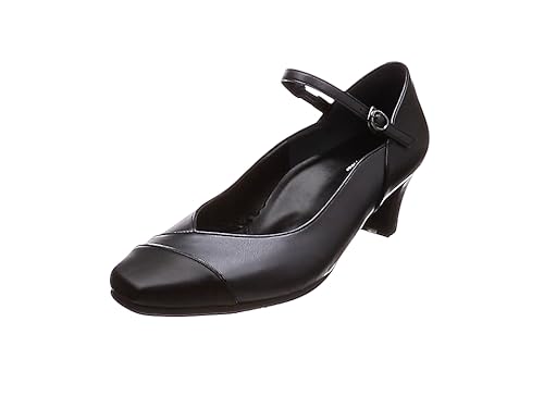 Amazon アシックスウォーキング ストラップデザインパンプス スクエアトゥ ソフトクッションヒール5cm 2e 天然皮革 ペダラ Wp955t パンプス