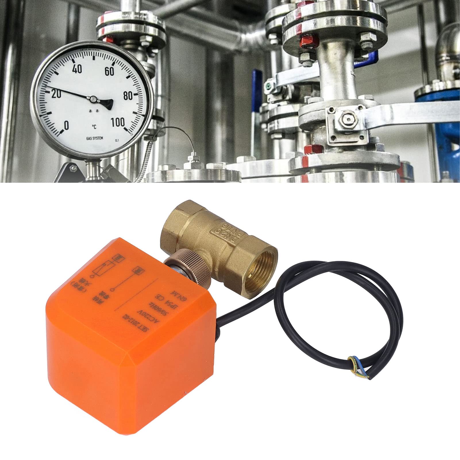 Artillery Valvola a Sfera Motorizzata, Valvola a Sfera Elettrica in Ottone a 2 Vie con Filettatura Interna da 3/4 di Pollice, Normalmente Chiusa, Accessori Industriali (DN20 AC 220 V)