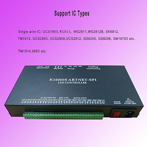 Miniatura 5 de K-16000S LED Controller, 16Port Madrix Artnet Online Offline 16,384 Pixels Addressable AC110V-220V SD Card Programmable LED Controller Indoor for