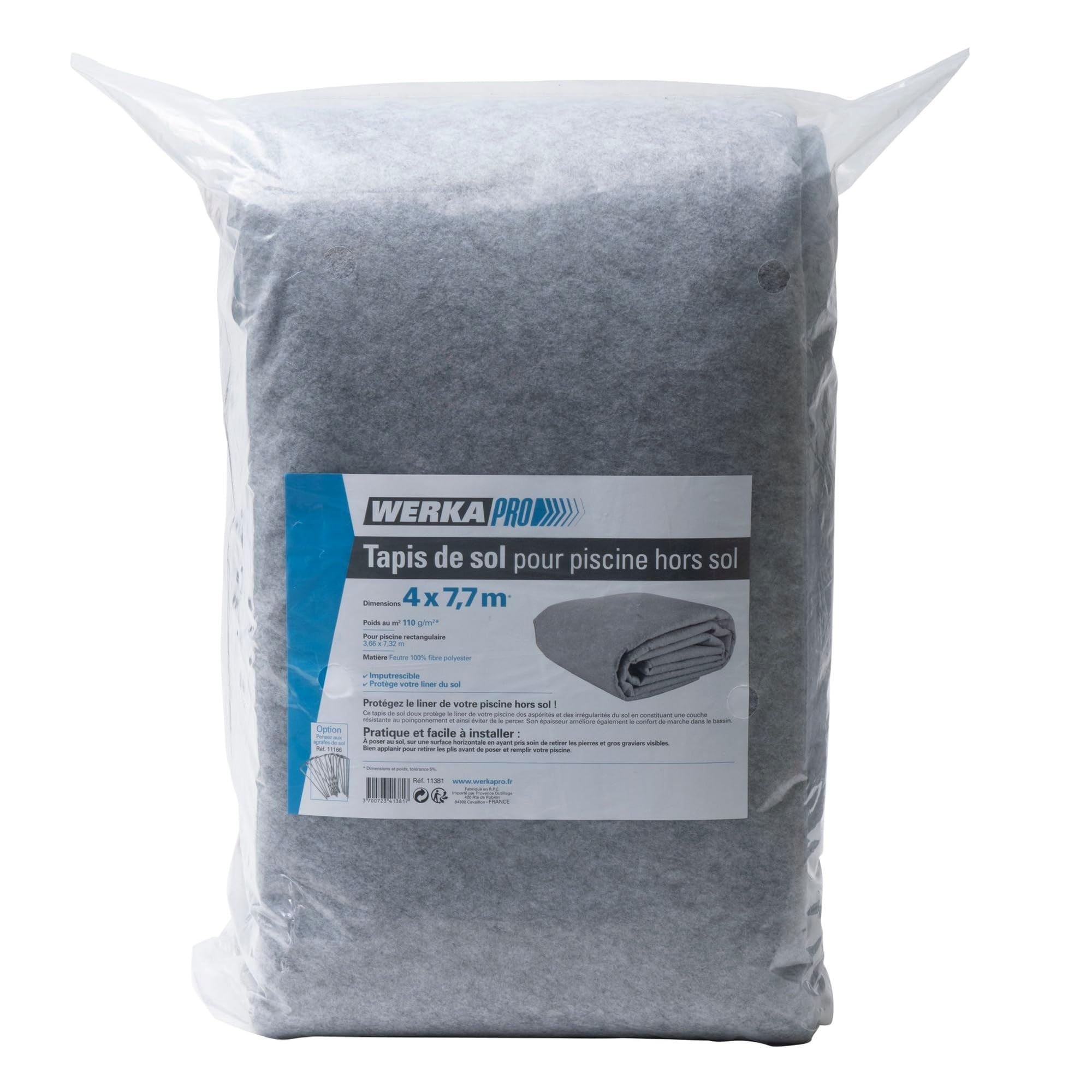 WERKA PRO Tappeto da Piscina 110 g/m2 4 x 7,7 m per Piscina 7,32 x 3,66 m