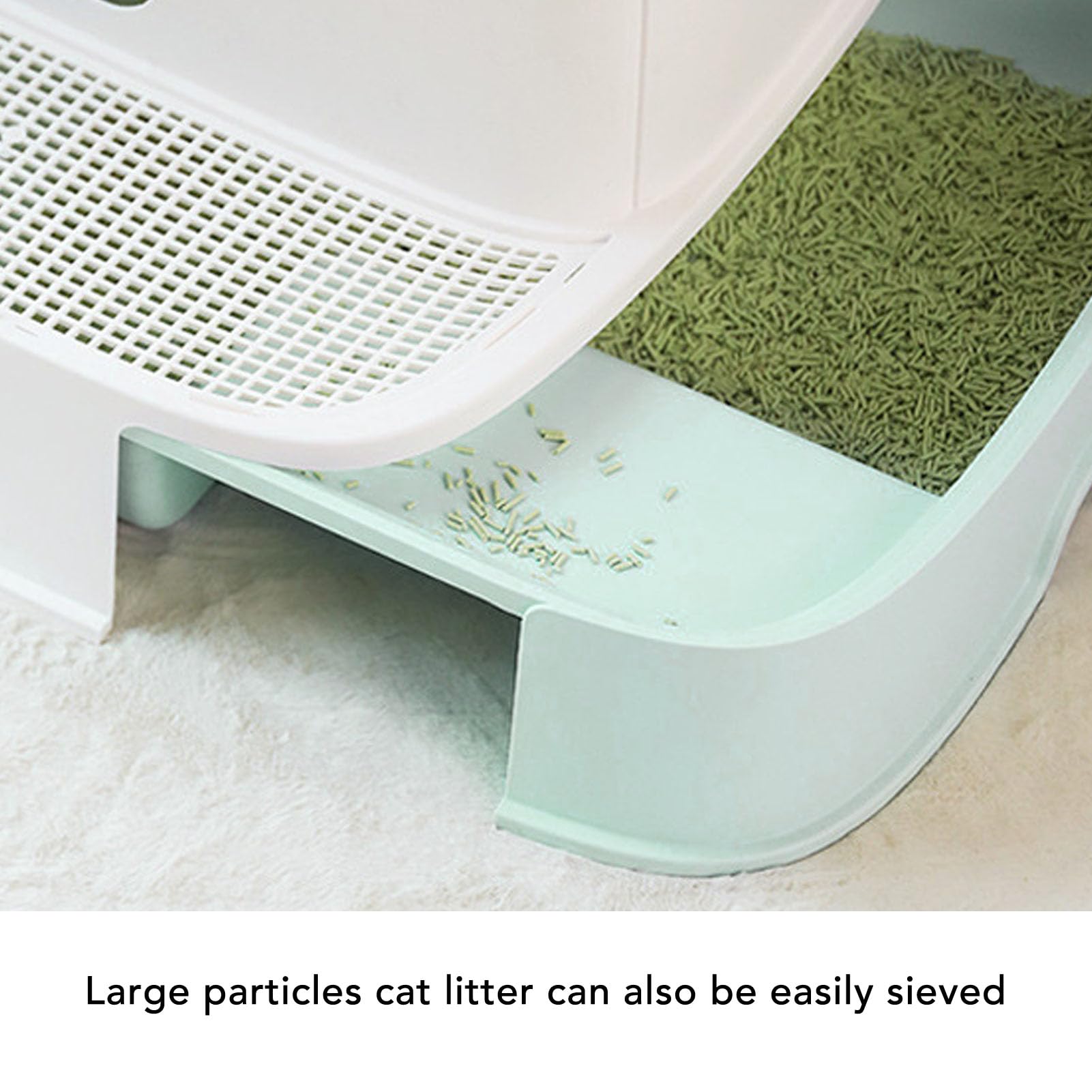 Lettiera per gatti spaziosa, isola efficacemente e riduce al minimo la diffusione degli odori, riduce i problemi associati, la lettiera per gatti dispone di un cassetto per lettiera per gatti
