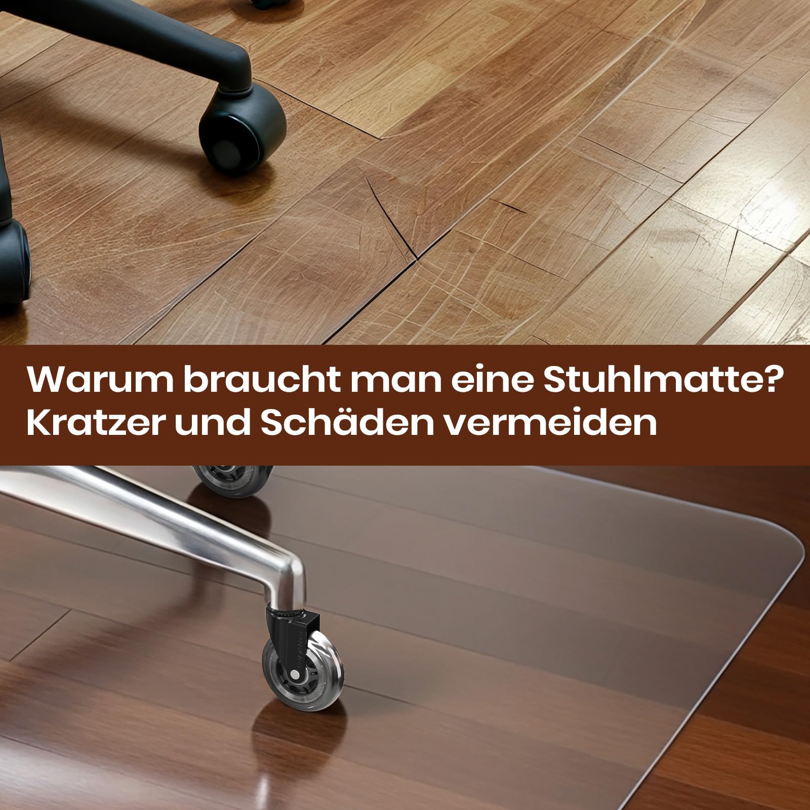 COSYLAND Bodenschutzmatte Bürostuhl Transparent [120x150cm] – 1,2mm PVC Schreibtischstuhl Unterlage für Hartböden, Parkett & Laminat – rutschfeste Stuhlunterlage, Fußbodenschutzmatte